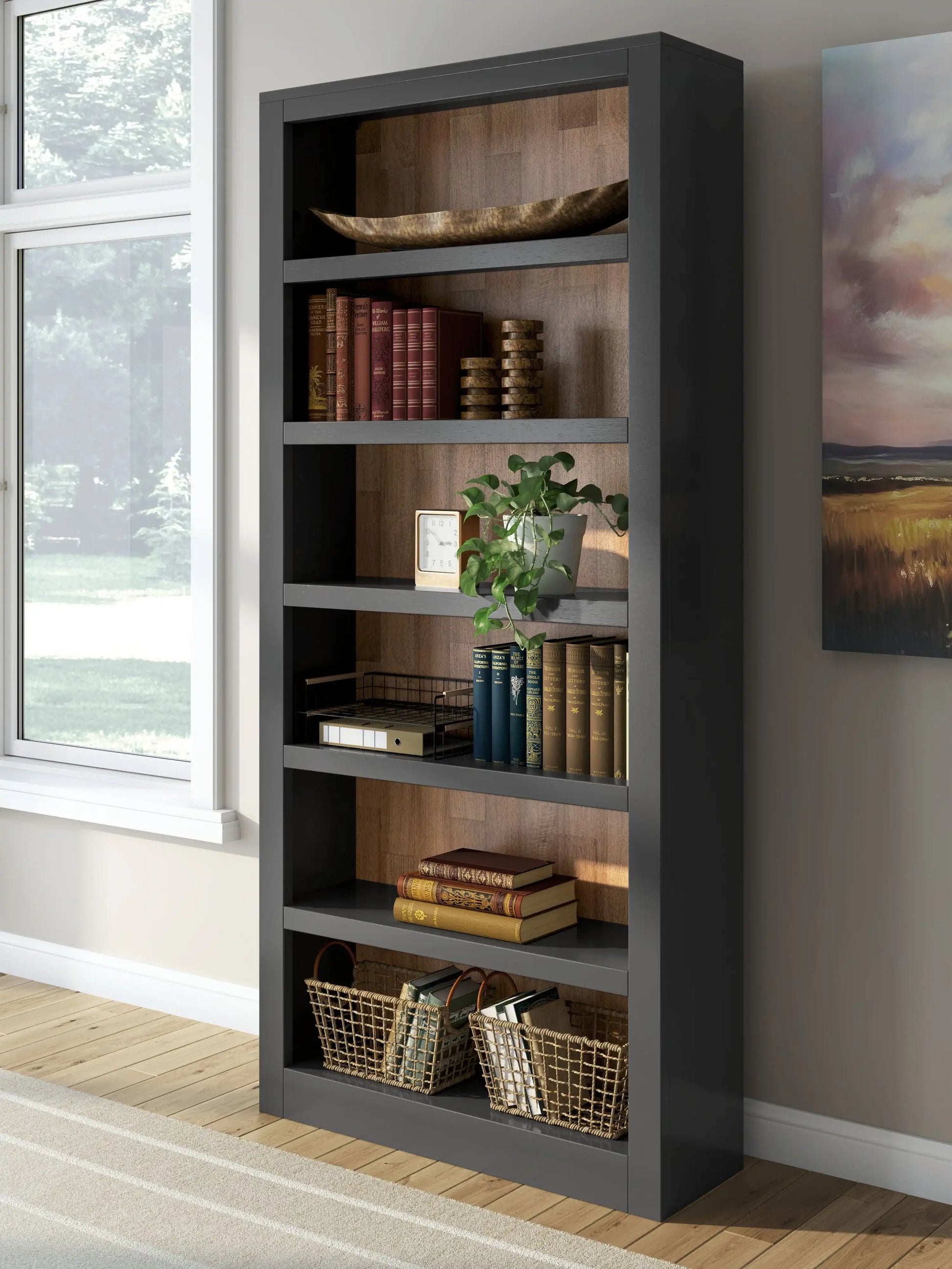 Wildenauer - Bookcase - Brown / Black - Best Buy Furniture