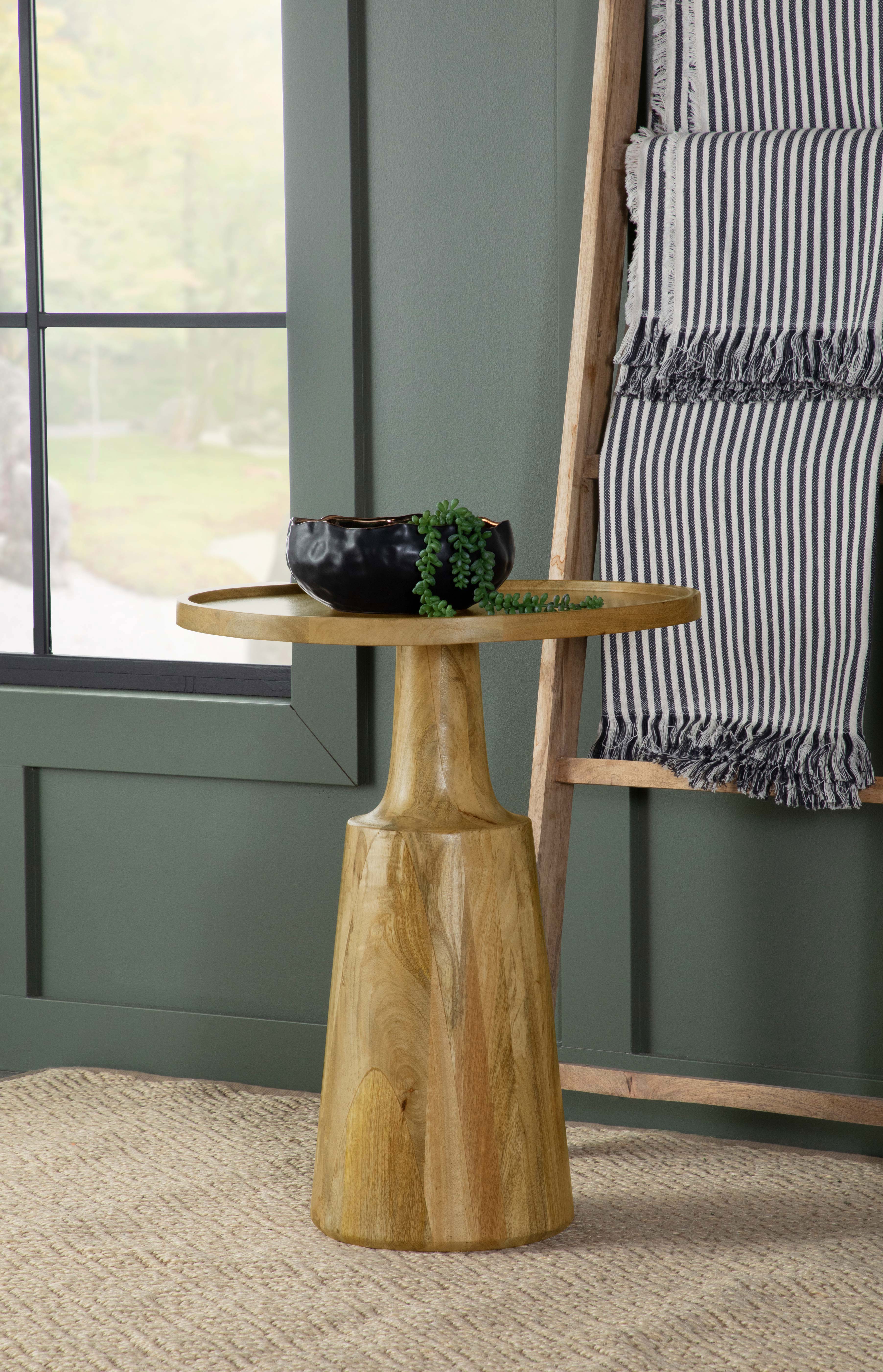 Ixia Round Solid Mango Wood Accent Side Table Natural-CoasterEssence