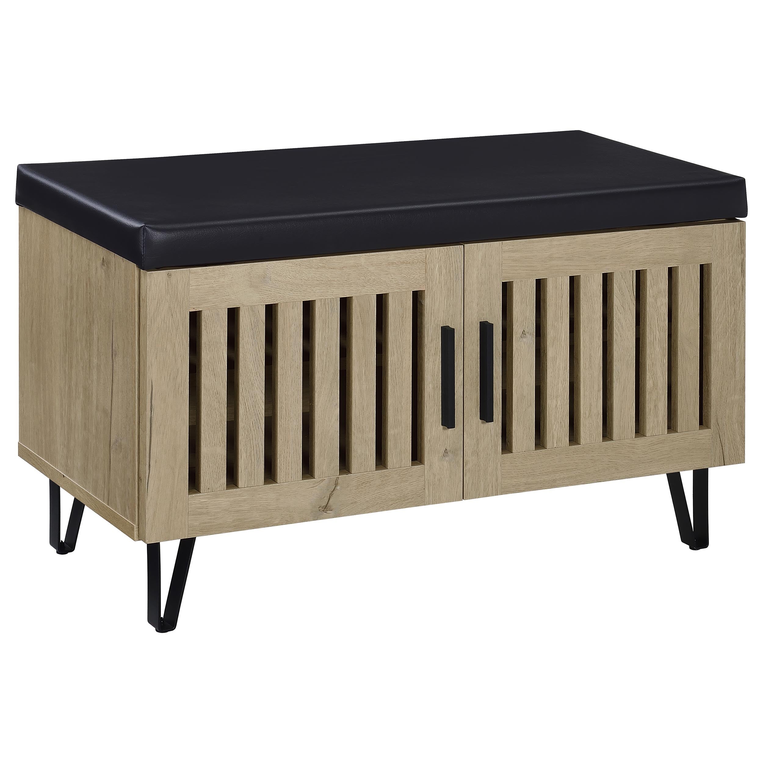 Brixton 2-door Padded Entryway Shoe Storage Bench White Oak-