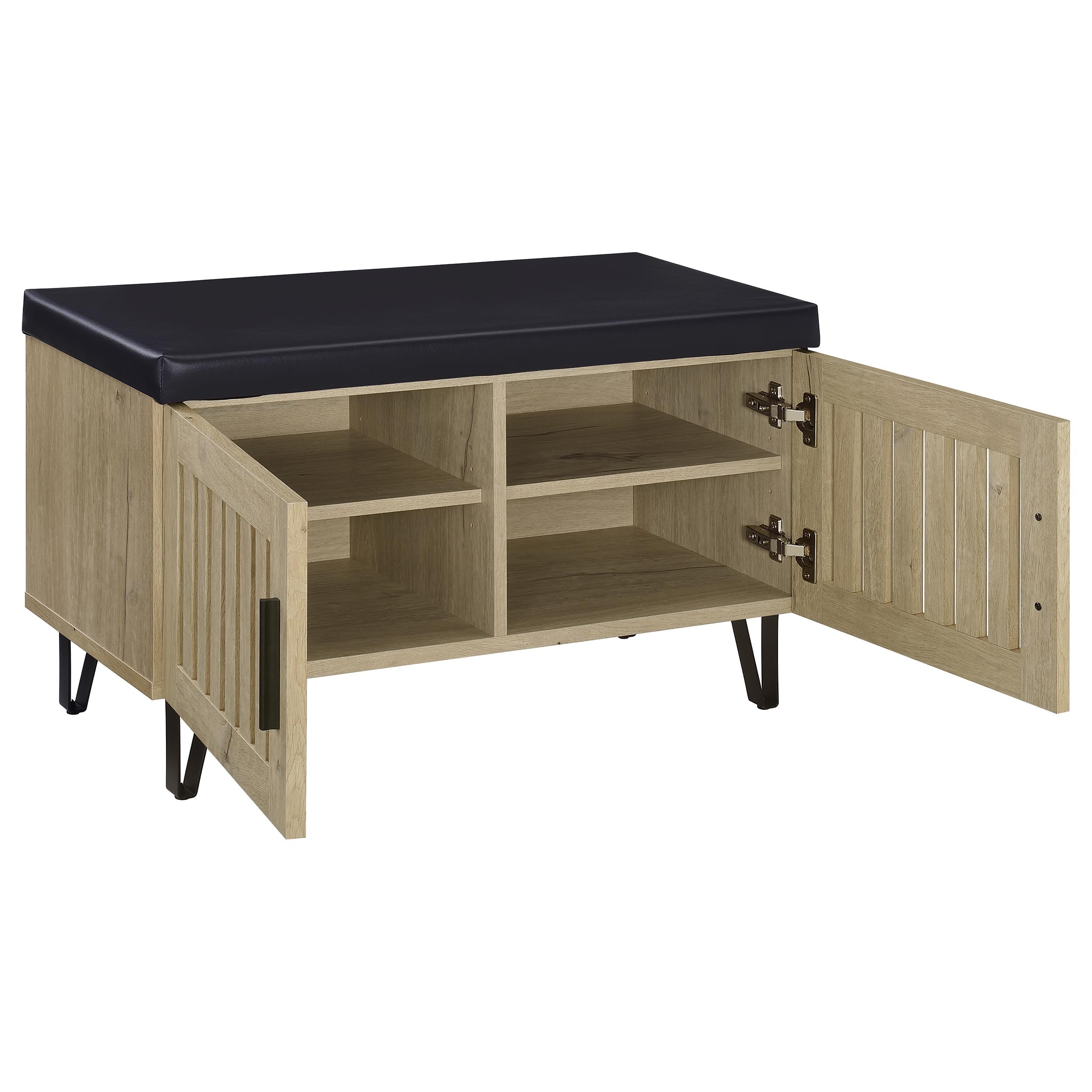 Brixton 2-door Padded Entryway Shoe Storage Bench White Oak-