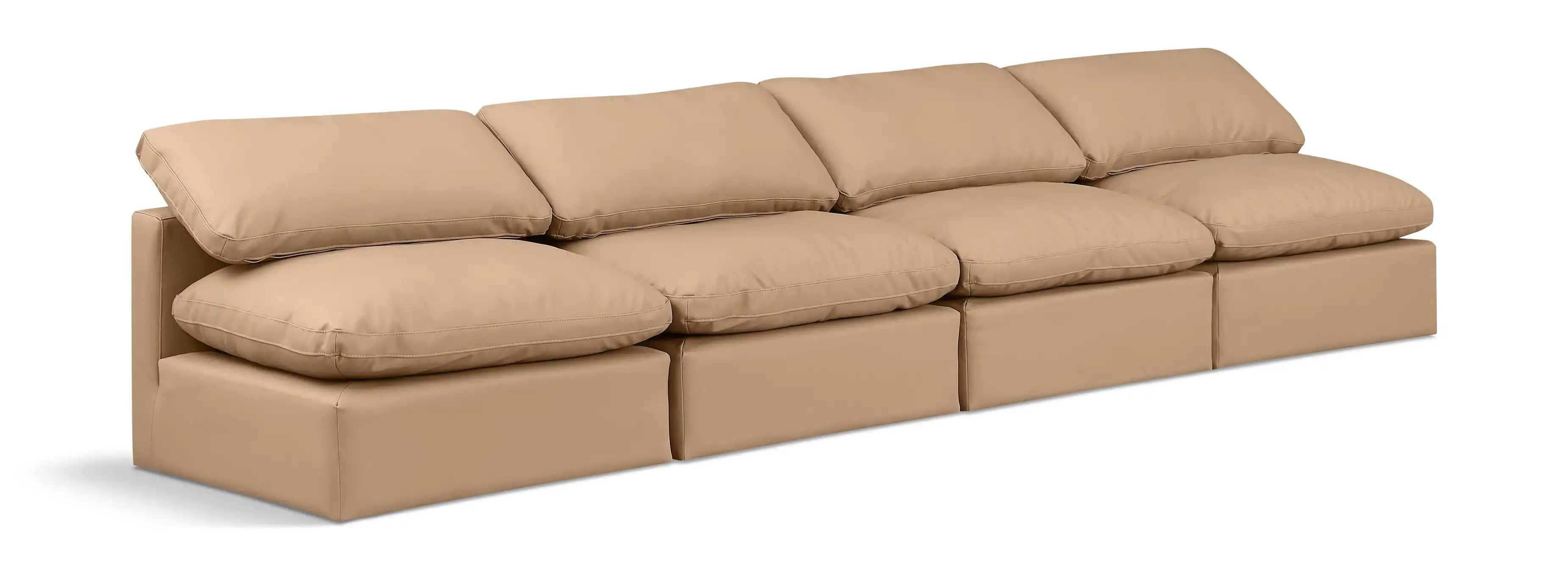 Indulge - Faux Leather 4 Piece Modular Armless Sofa - Tan - Best Buy Furniture