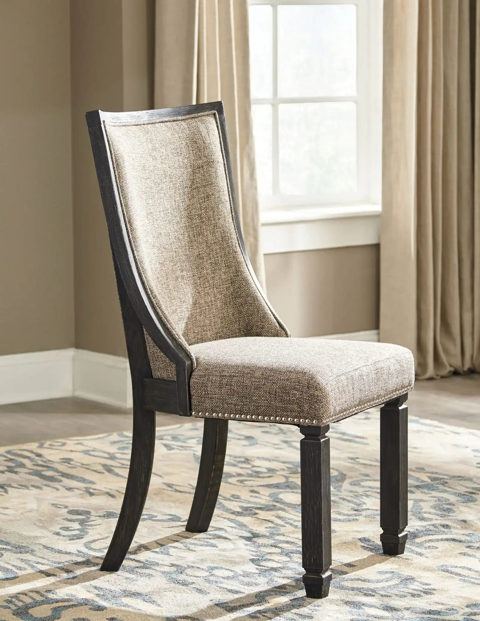 Tyler Creek - Dining UPH Side Chair (Set of 2) - Framed Back - Black / Grayish Brown - Best Buy Furniture