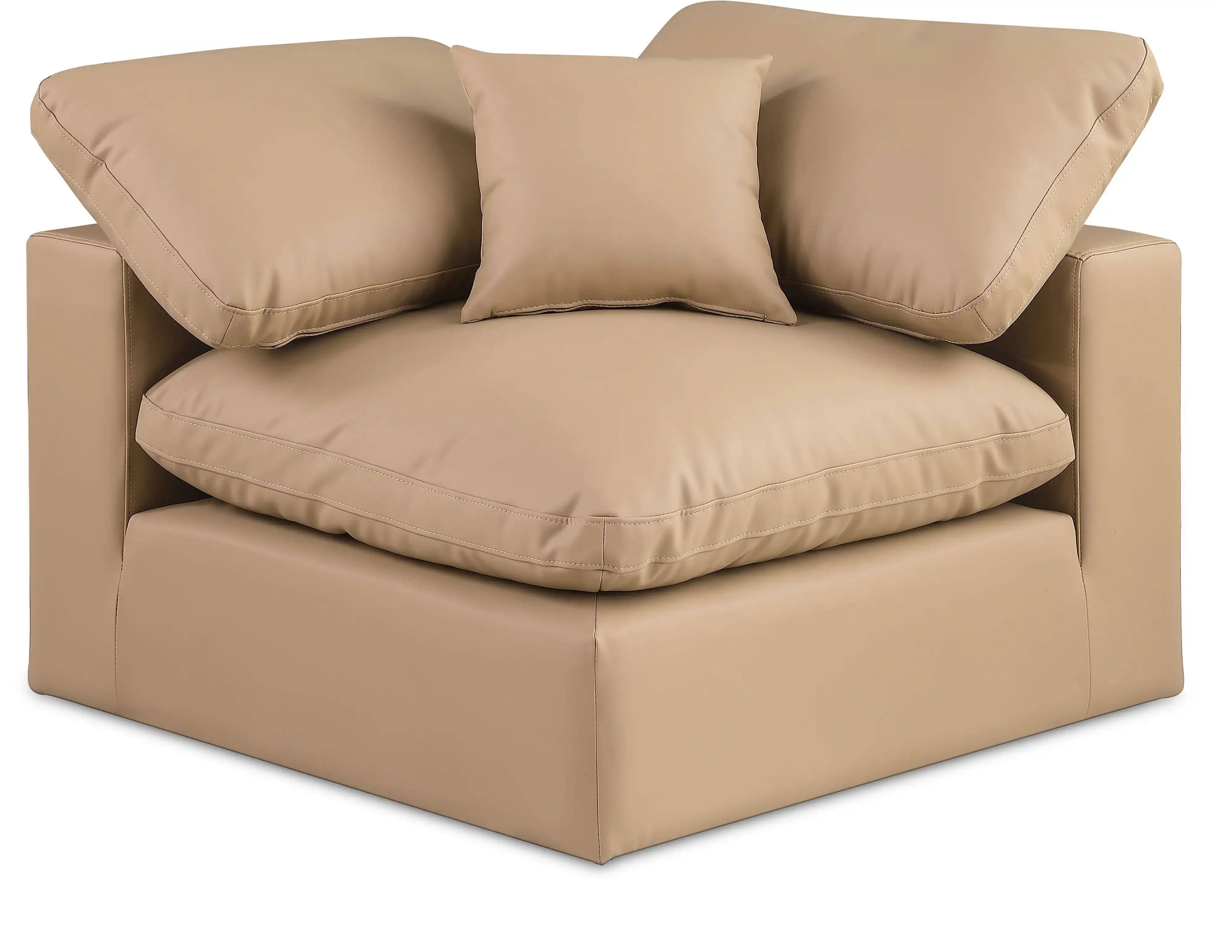 Comfy - Faux Leather Corner Chair - Tan - Best Buy Furniture