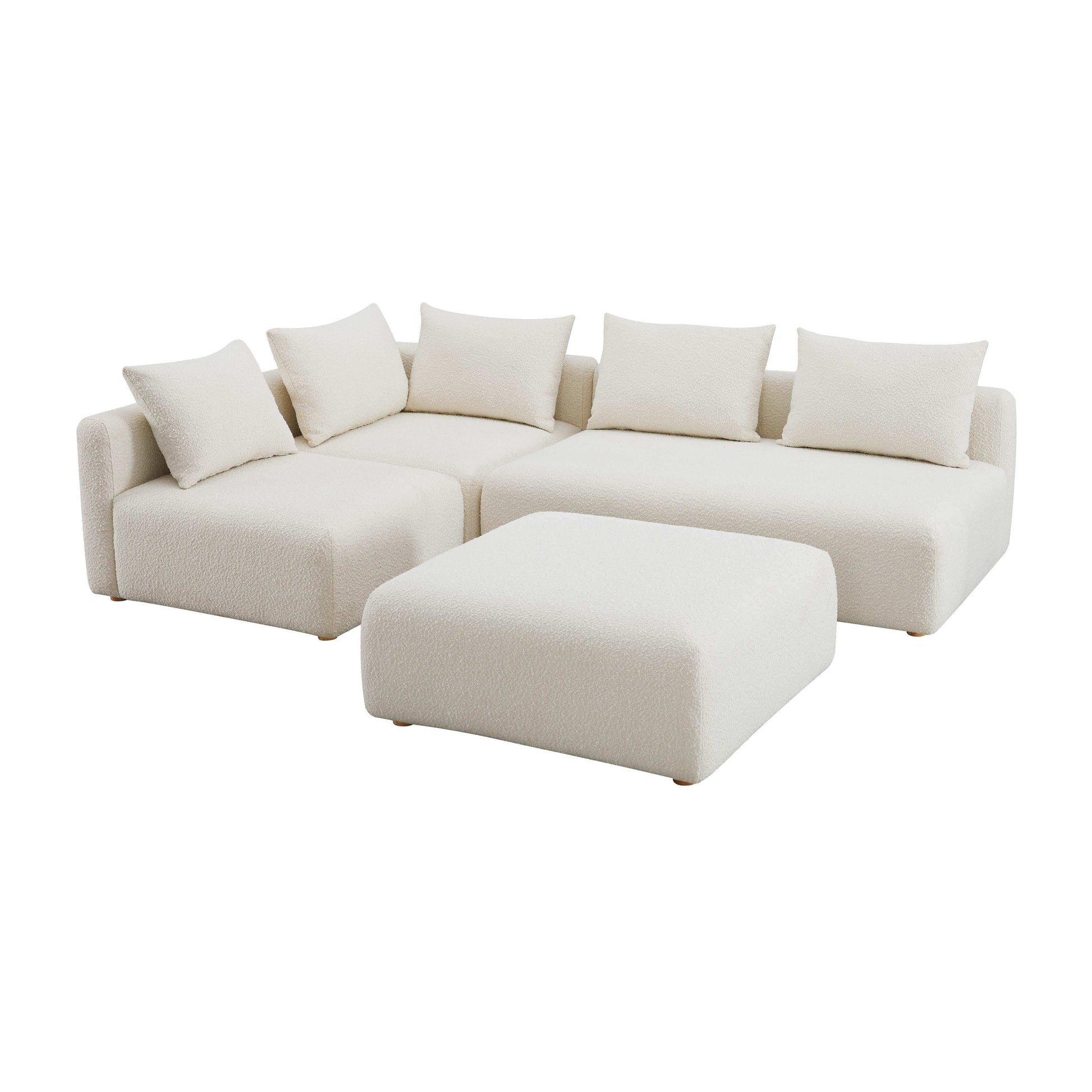 Hangover - Boucle 4-Piece Modular Chaise Sectional - Cream - Best Buy Furniture