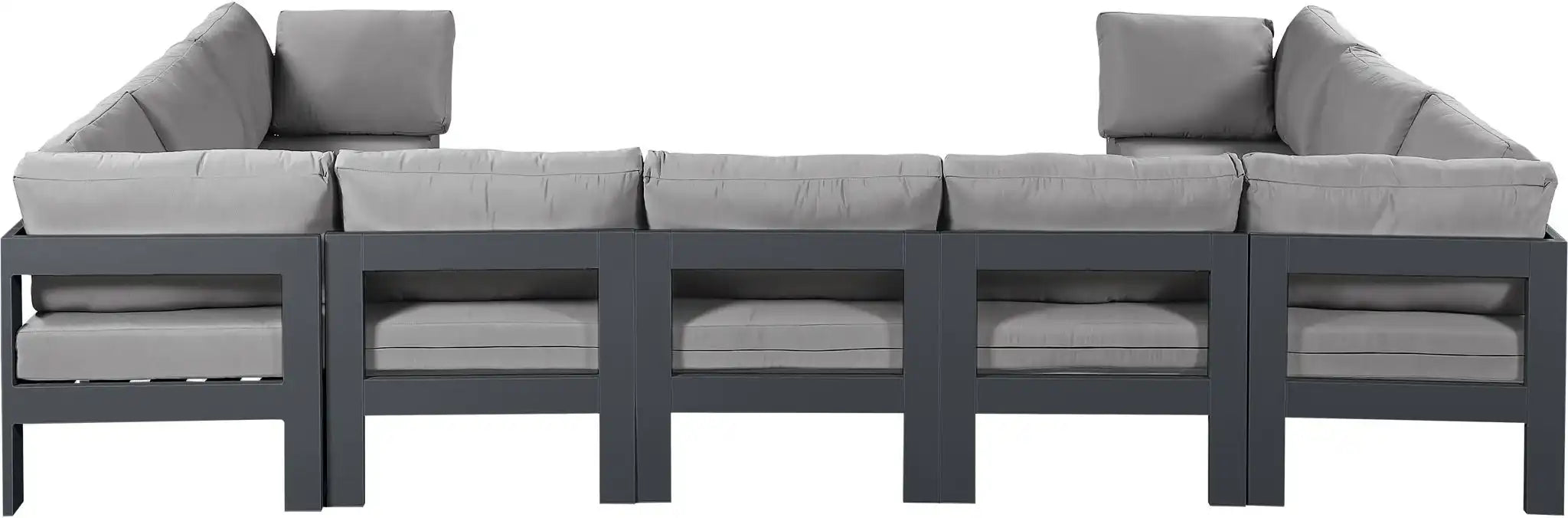 Nizuc - Outdoor Patio 9 Piece Modular Sectional With Gray Frame