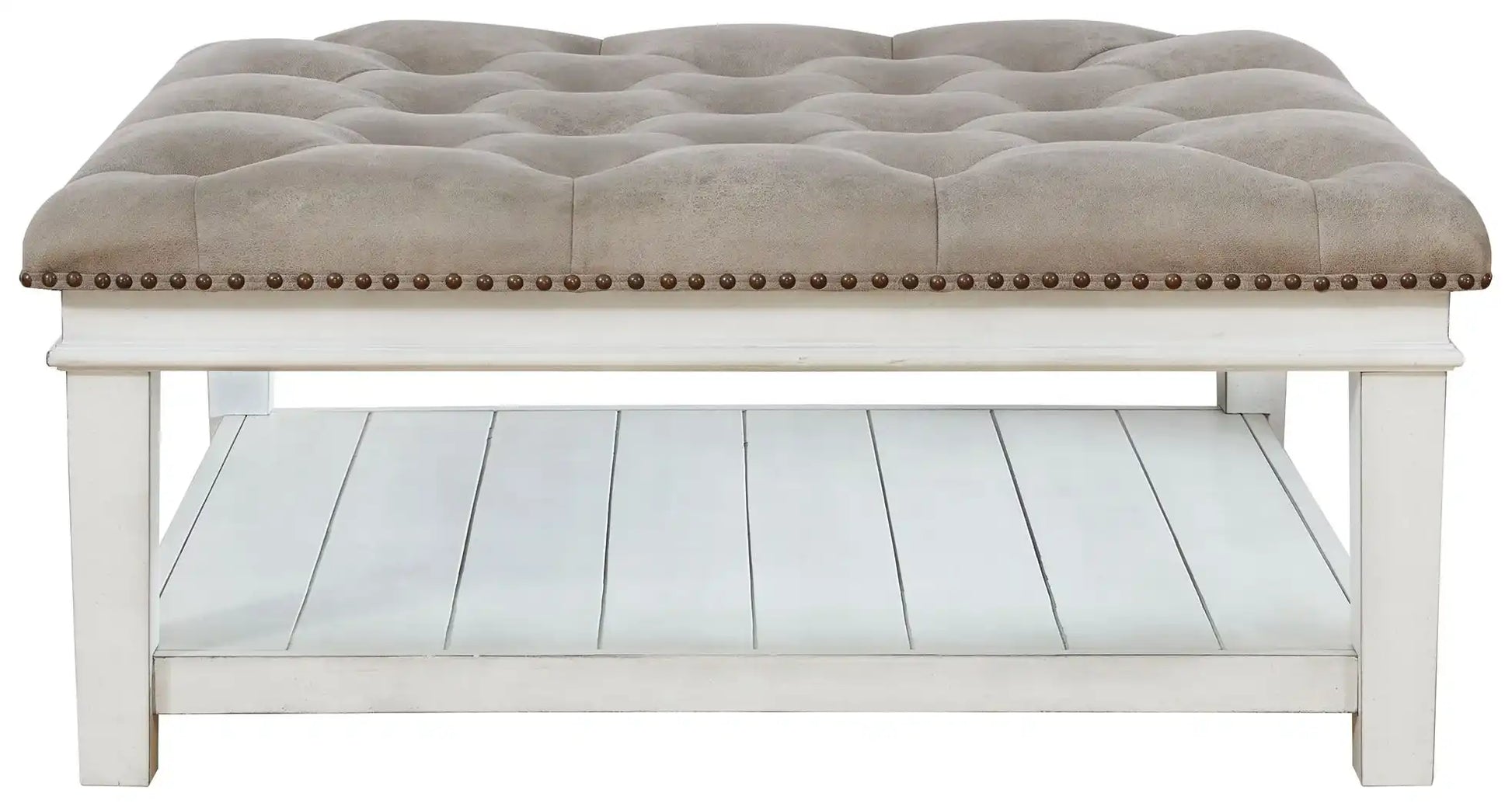 Kanwyn - Uph Ottoman Cocktail Table - Whitewash - Best Buy Furniture