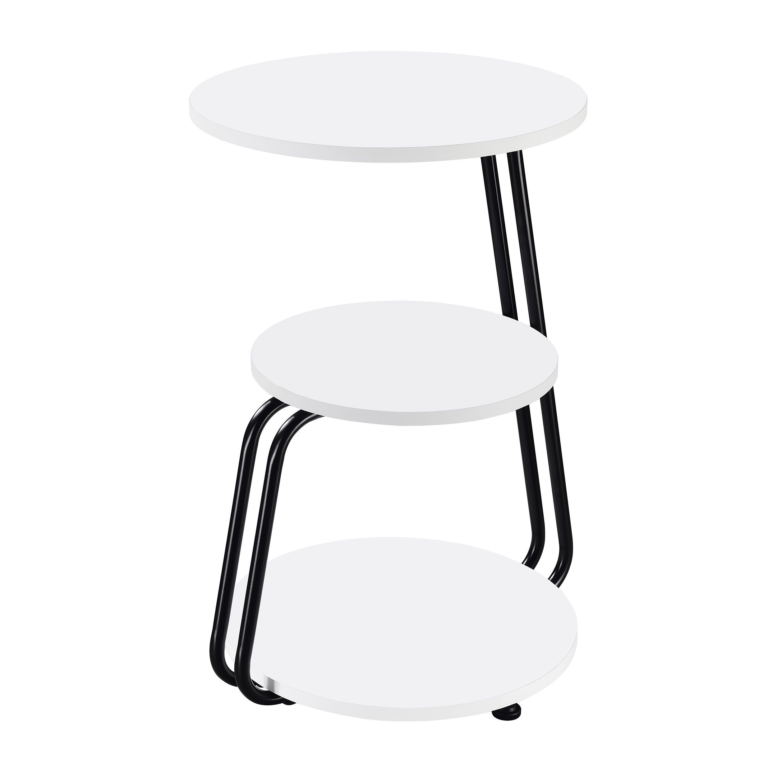 Hilly 3-tier Round Accent Side Table White and Black-