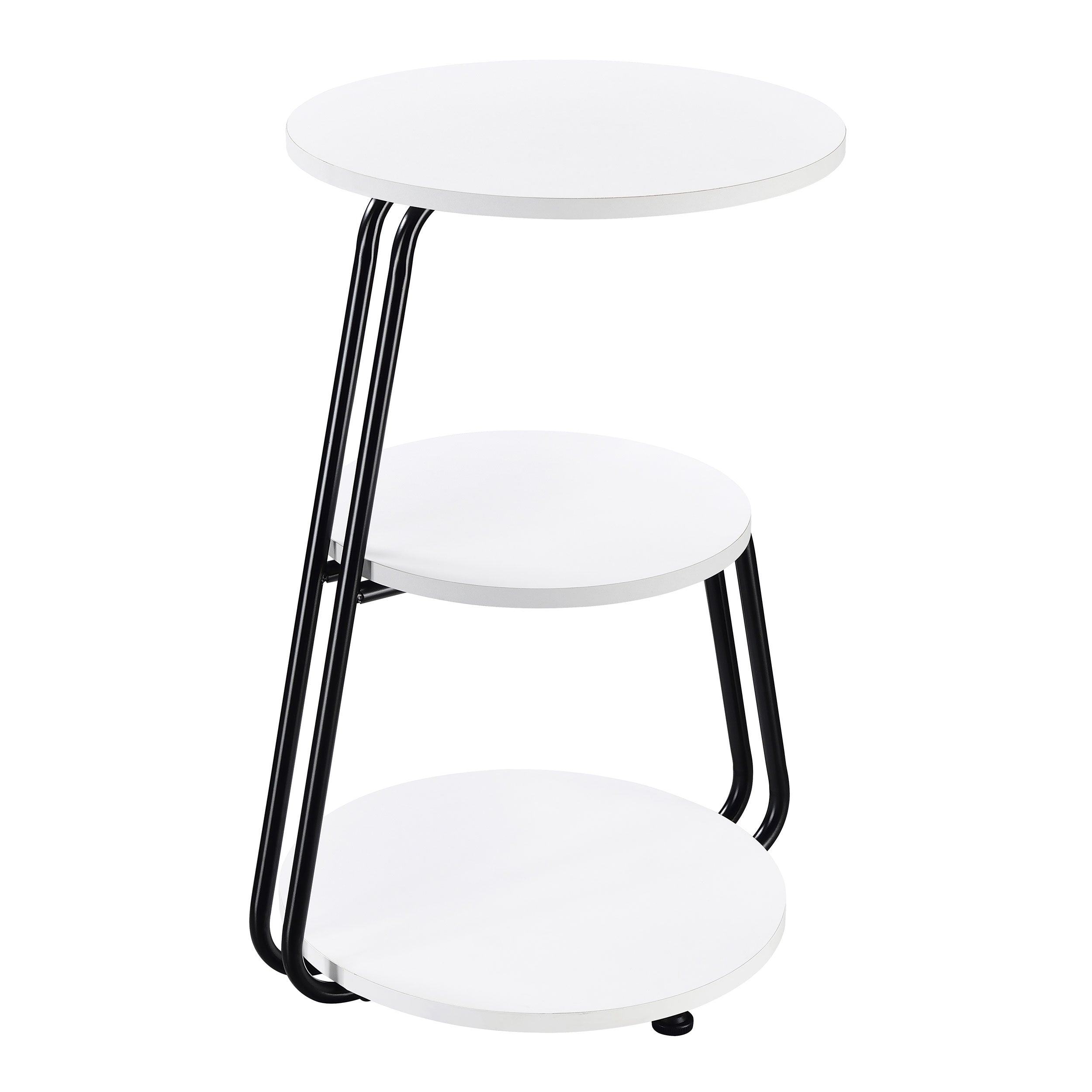 Hilly 3-tier Round Accent Side Table White and Black-