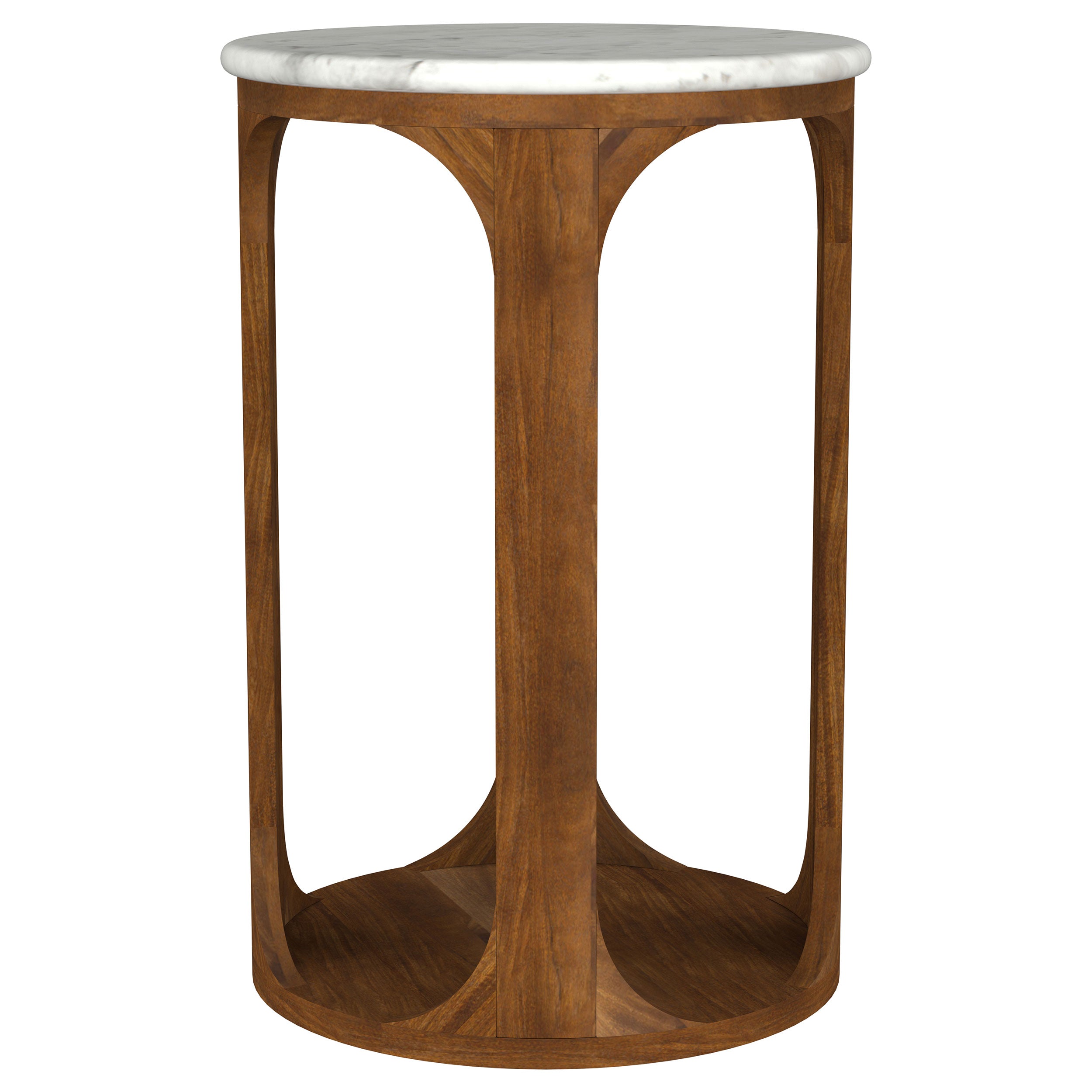Berkeley Round Marble Top Side Table White and Brown-