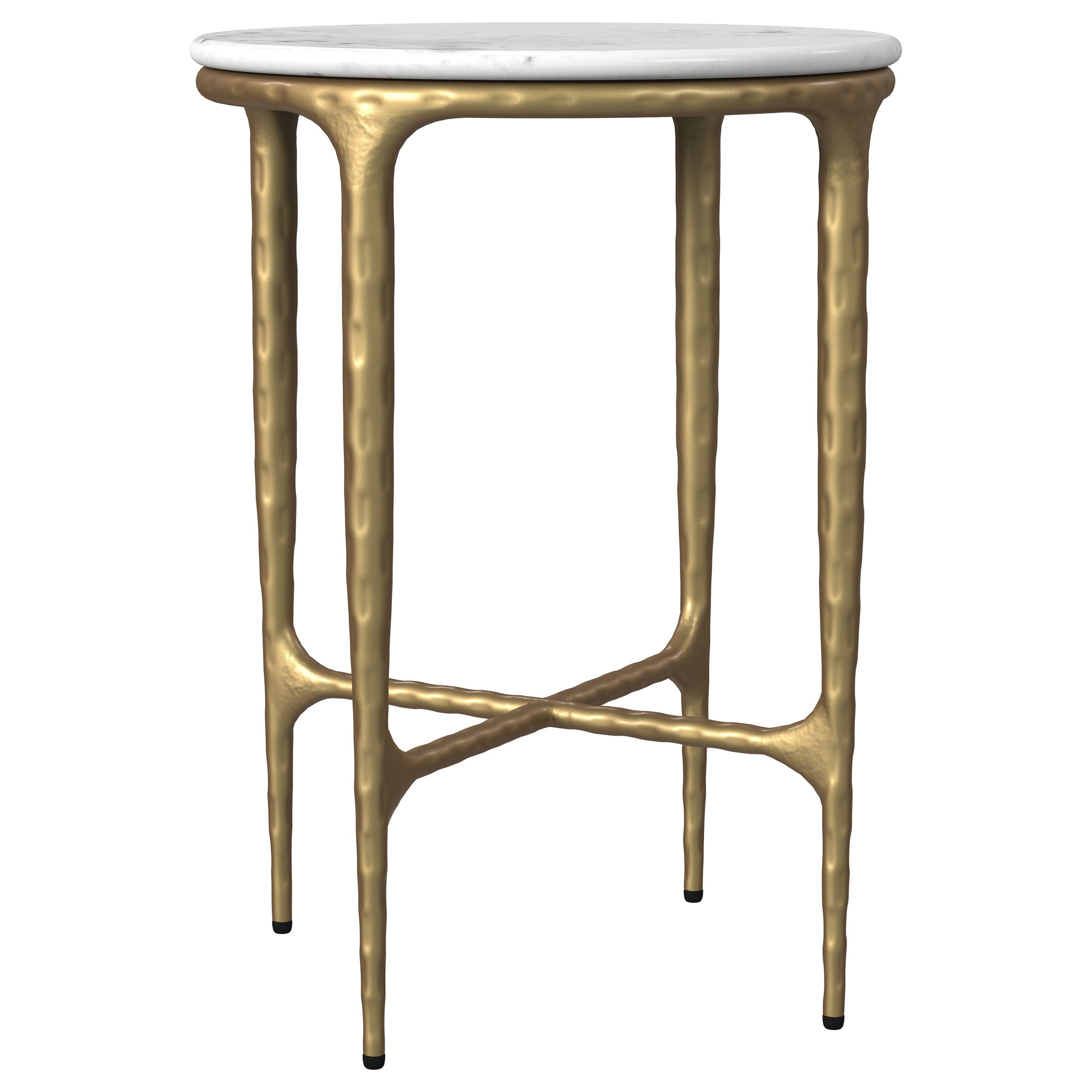 Baldwin Round Marble Top Side Table White and Gold-
