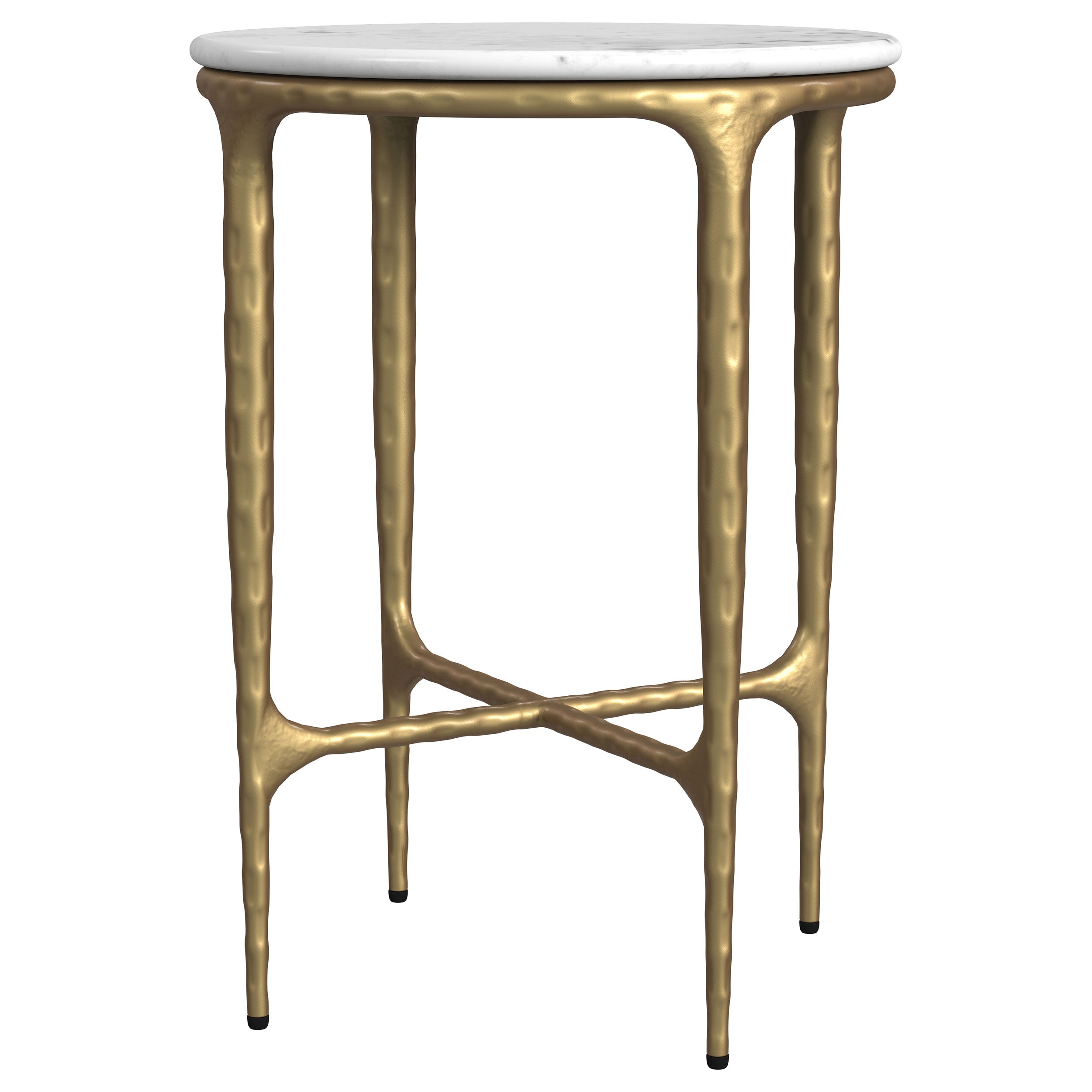 Baldwin Round Marble Top Side Table White and Gold-
