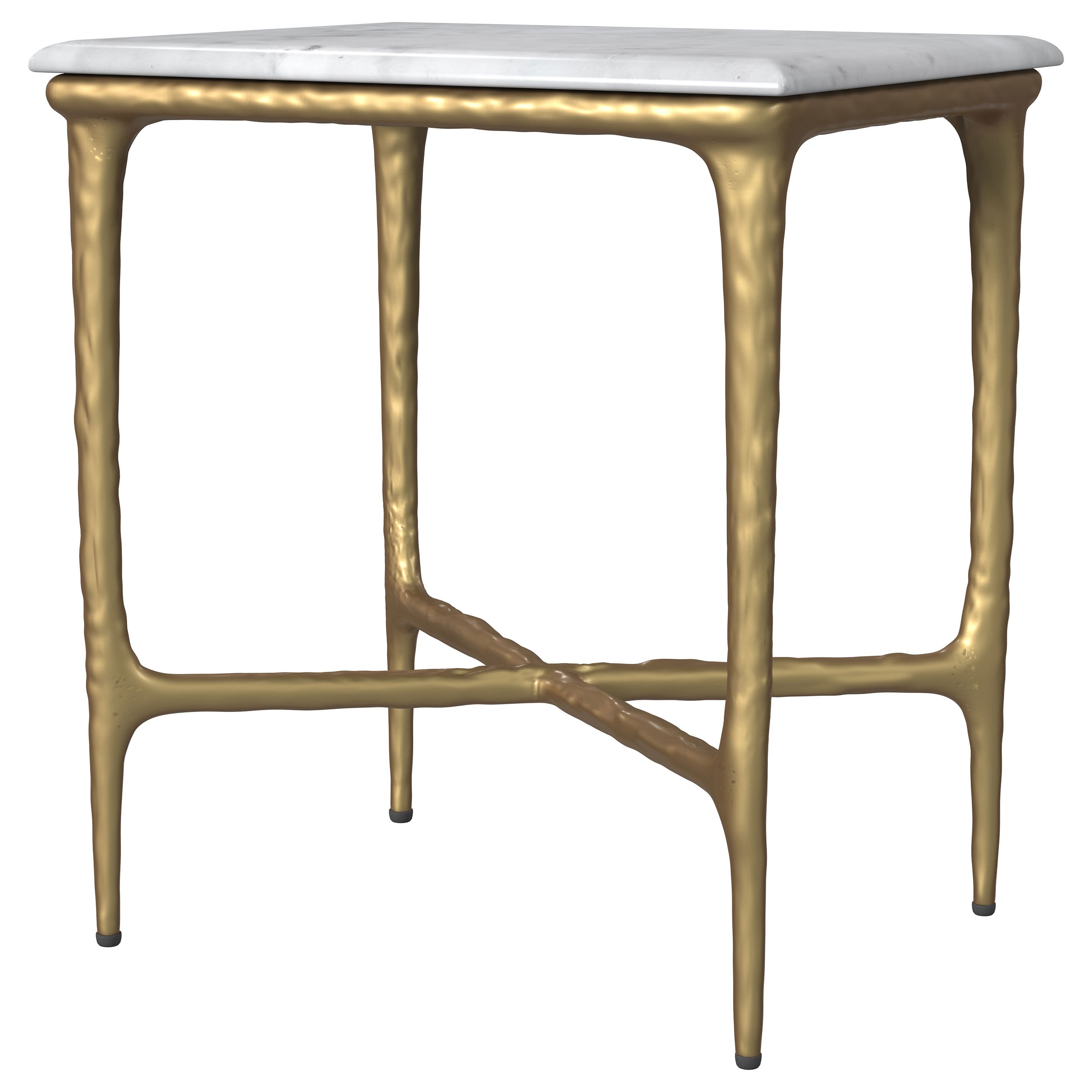Baldwin Rectangular Marble Top Side Table White and Gold-