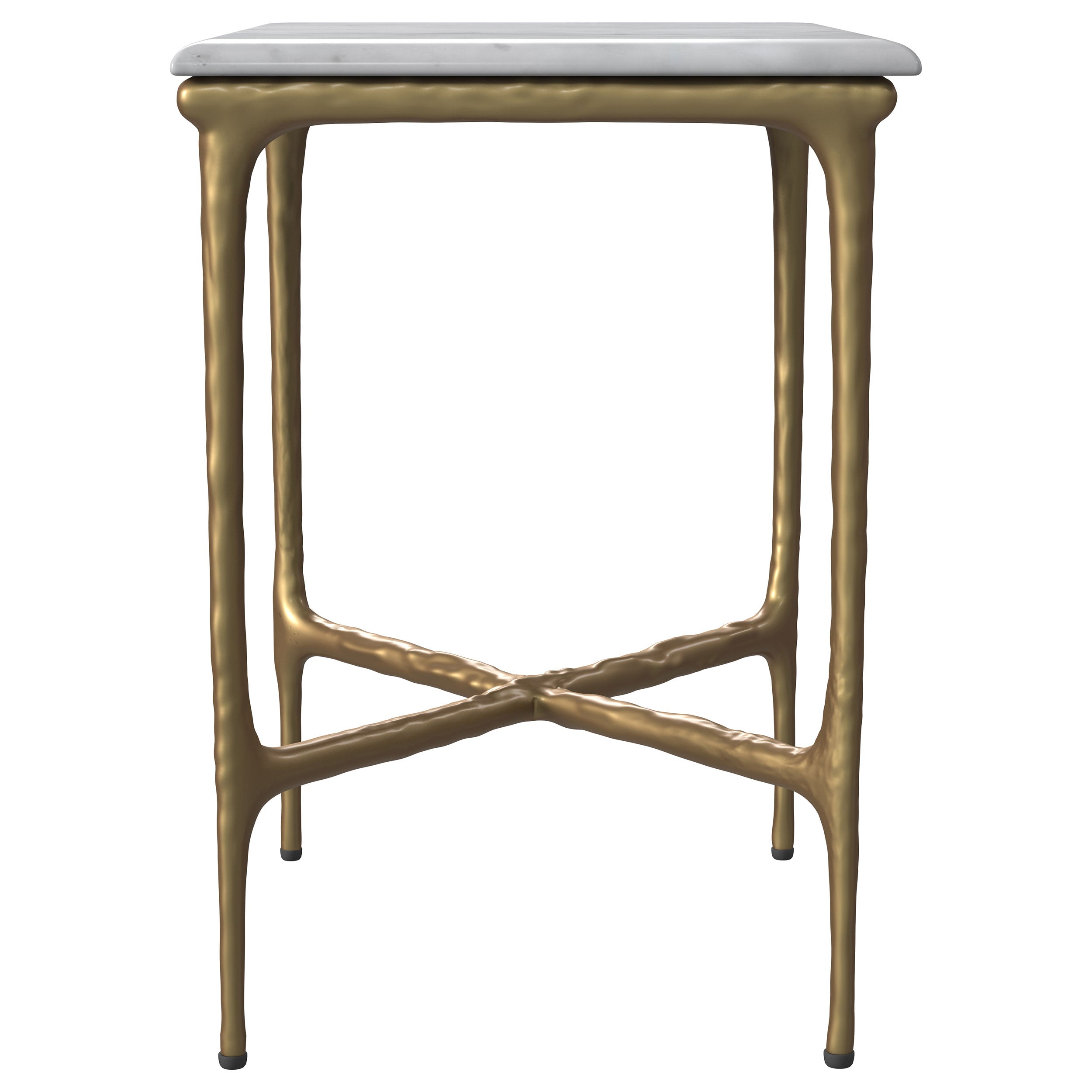 Baldwin Rectangular Marble Top Side Table White and Gold-