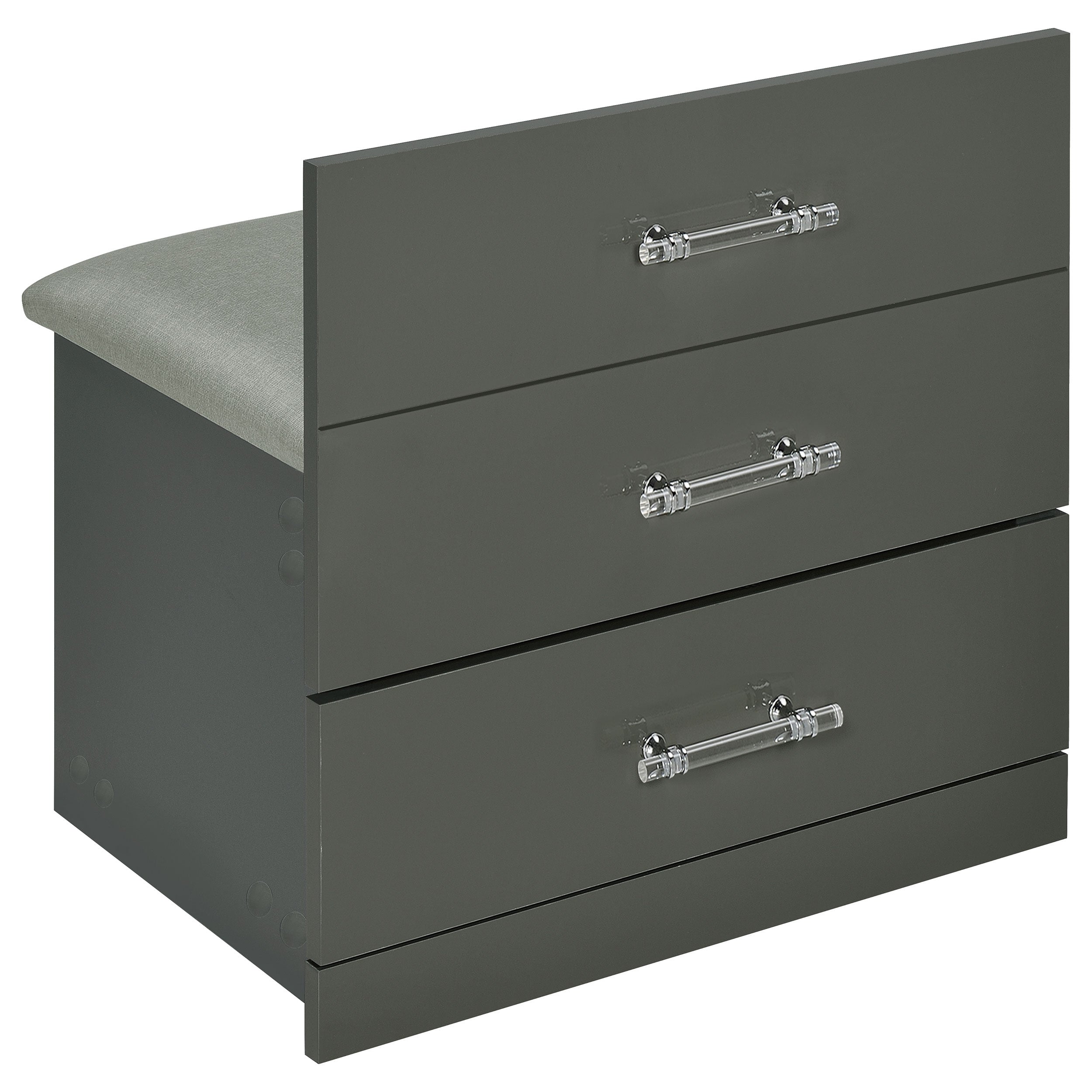 Danbury 3-drawer Makeup Vanity & Stool Set Grey High Gloss-
