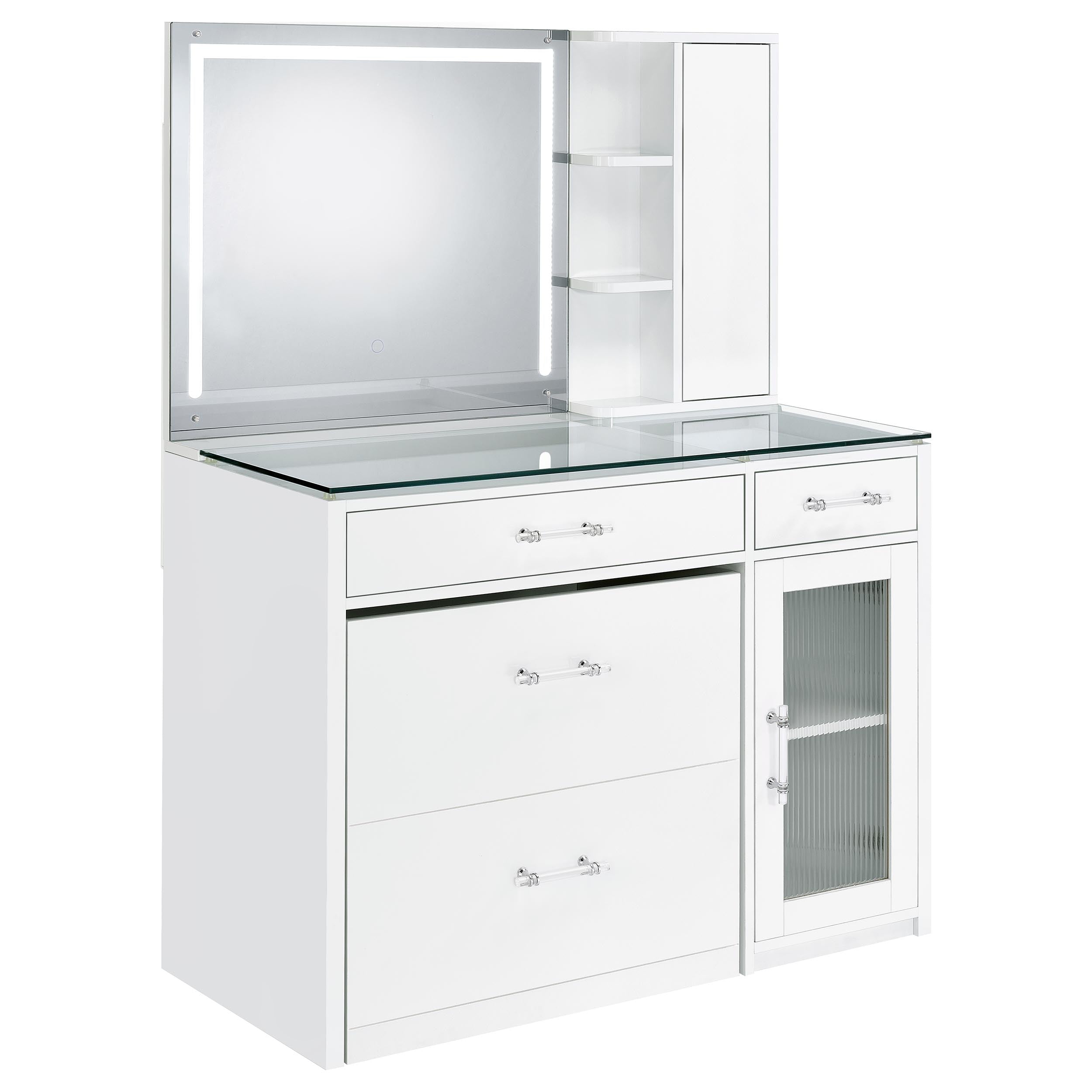 Flora 2-drawer Vanity Set with LED Mirror White High Gloss-