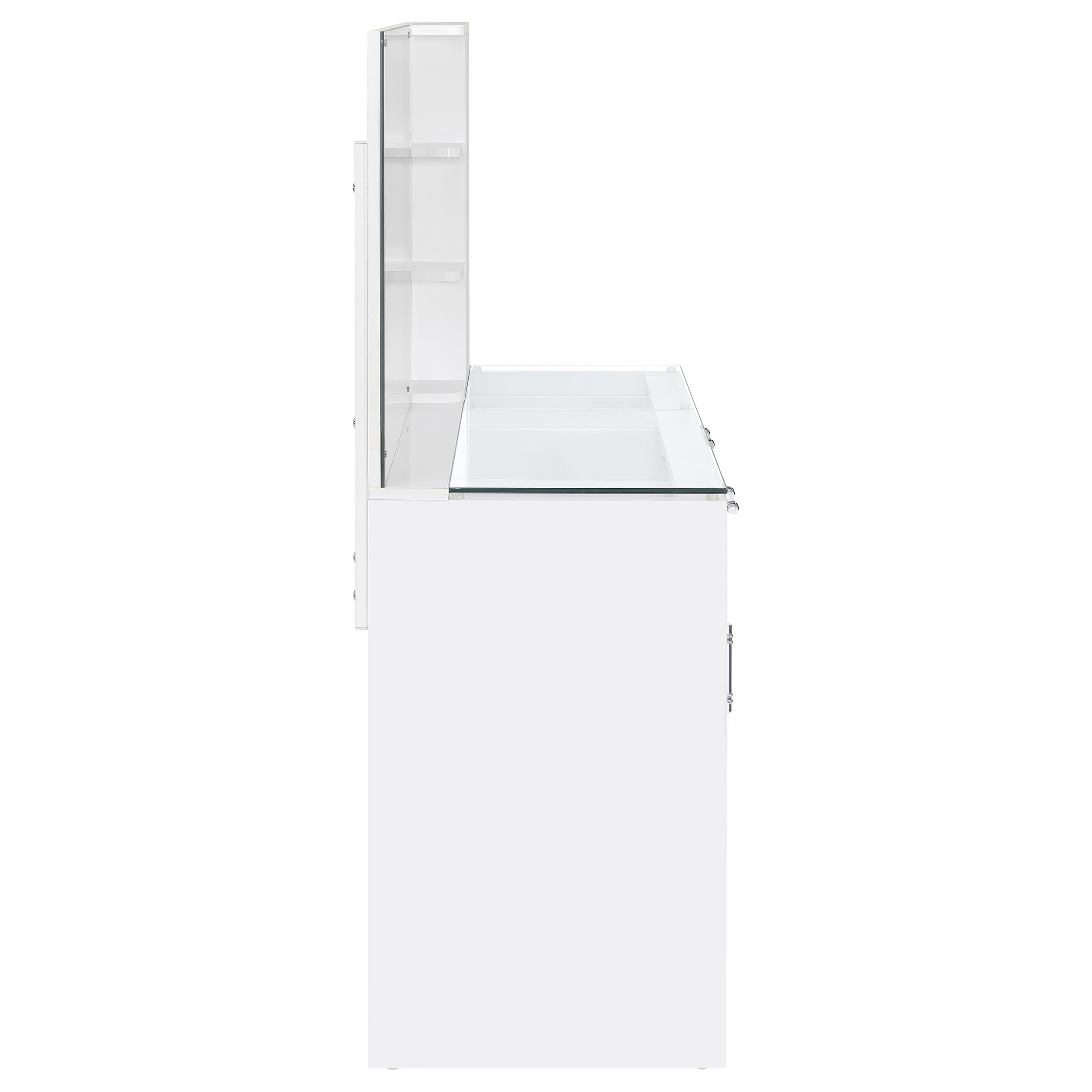 Flora 2-drawer Vanity Set with LED Mirror White High Gloss-