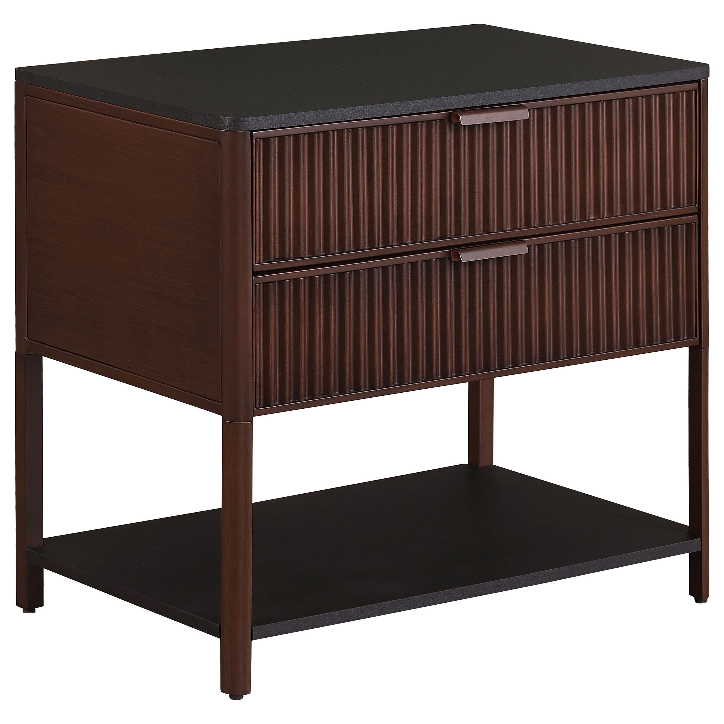 Zimmerlee 2-drawer Side Table with Shelf Rust Brown-