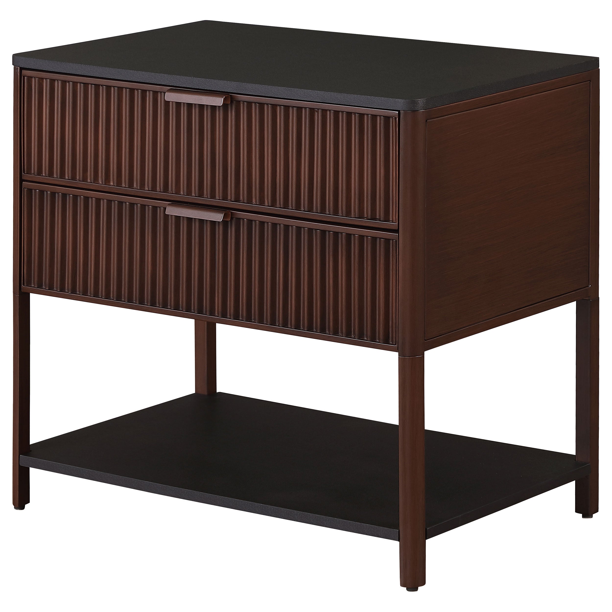 Zimmerlee 2-drawer Side Table with Shelf Rust Brown-