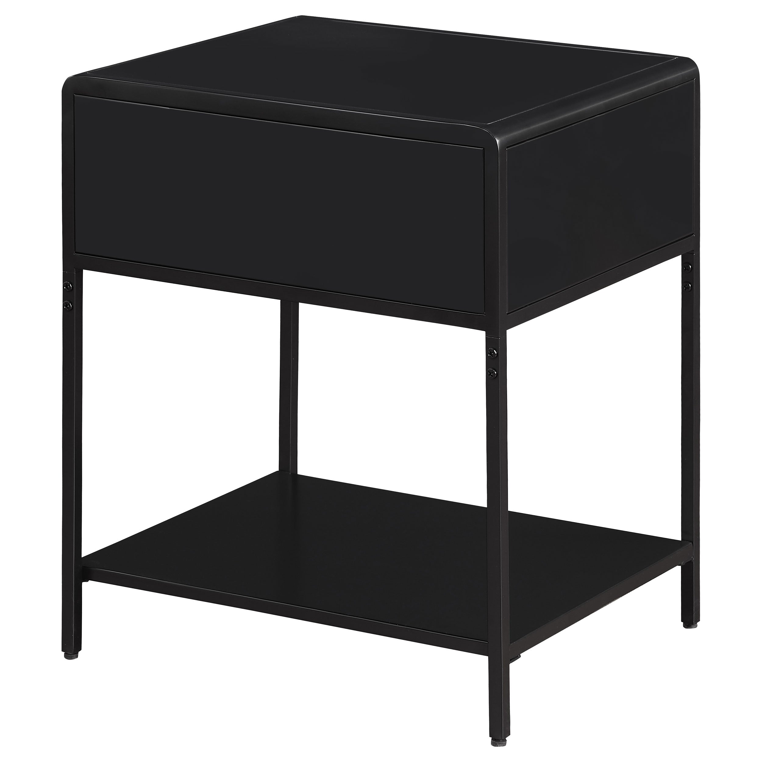 Amherst 1-drawer Radio Weave Cane Metal Bedside Table Black-