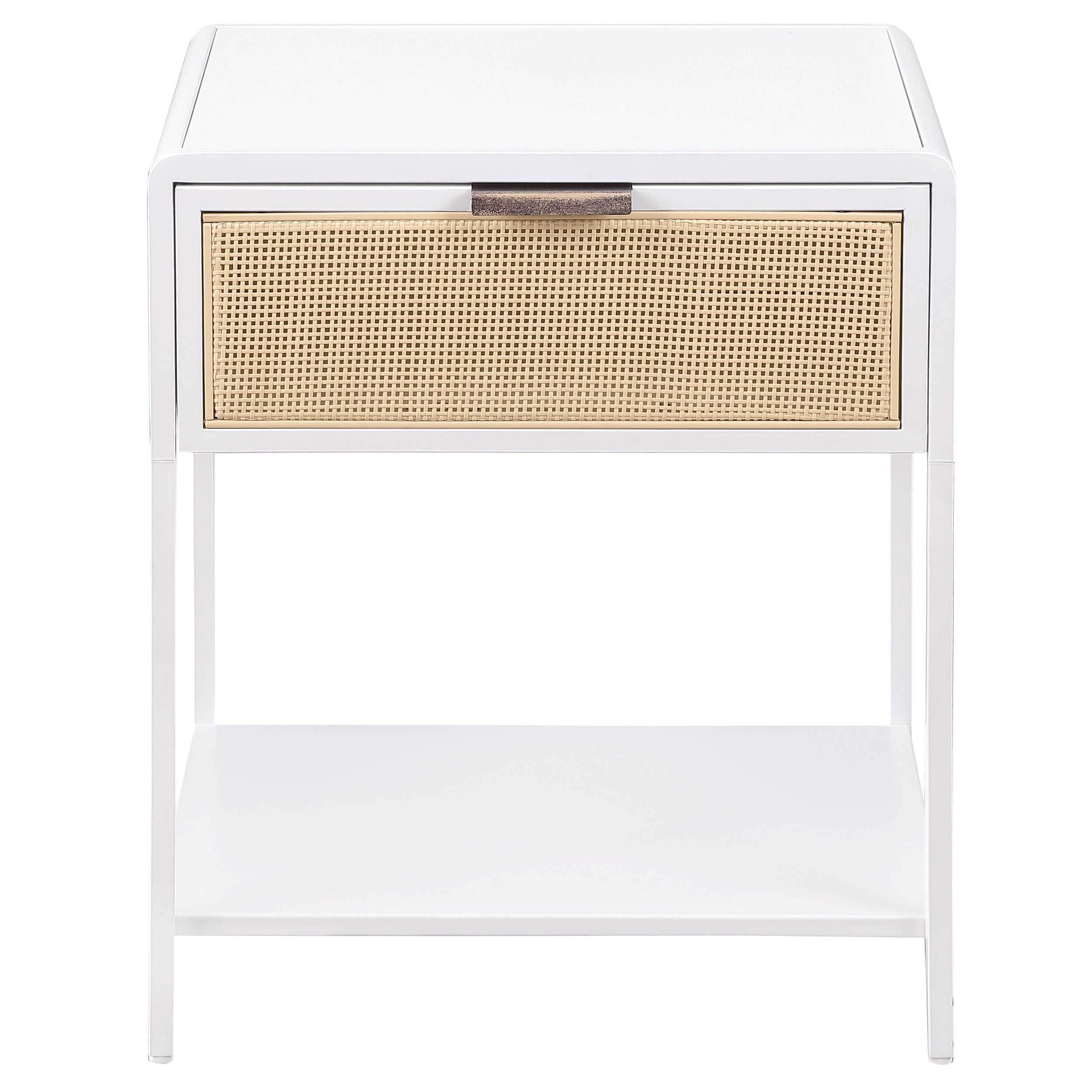 Amherst 1-drawer Radio Weave Cane Metal Bedside Table White-