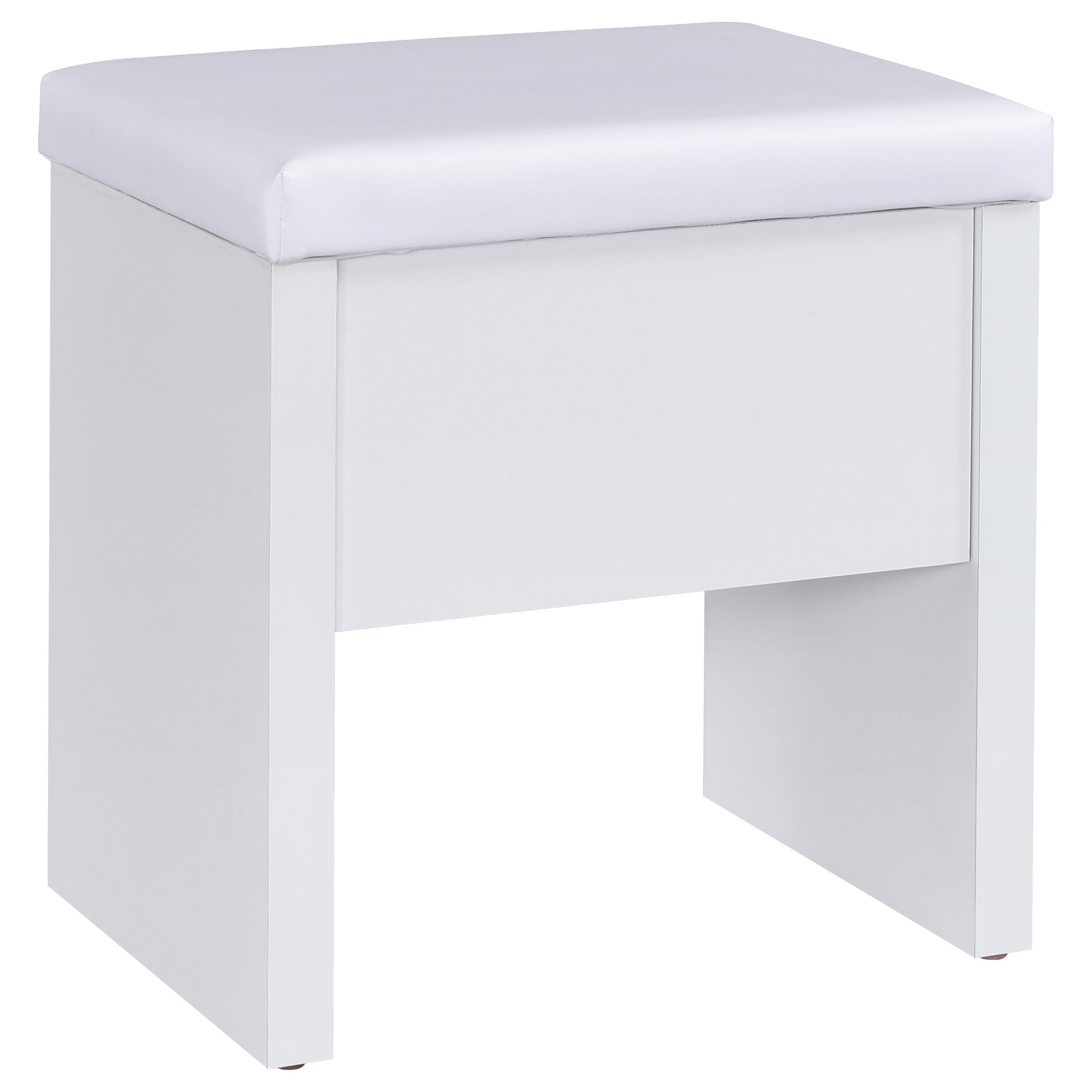 Bunbury Makeup Vanity Table Set Storage Mirror and Stool White-