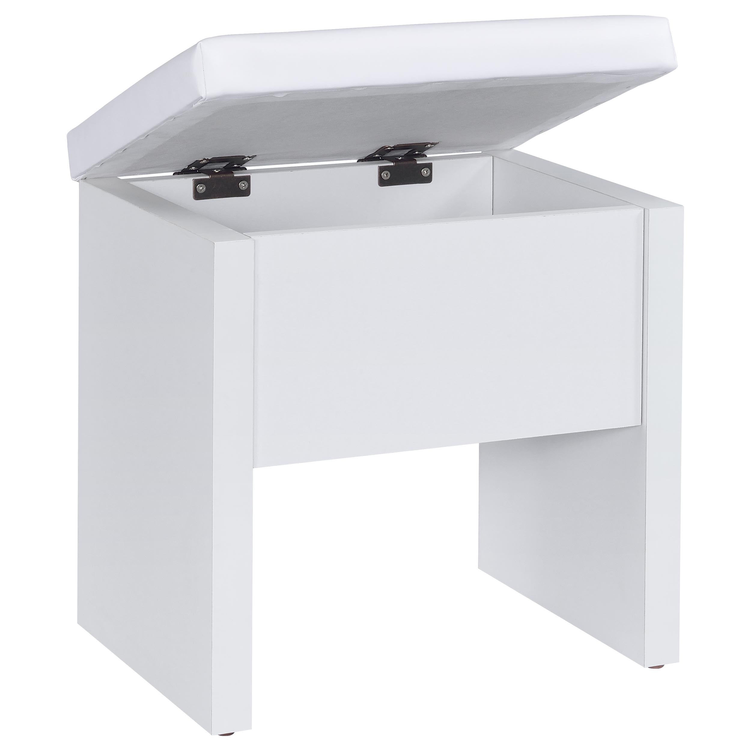 Bunbury Makeup Vanity Table Set Storage Mirror and Stool White-