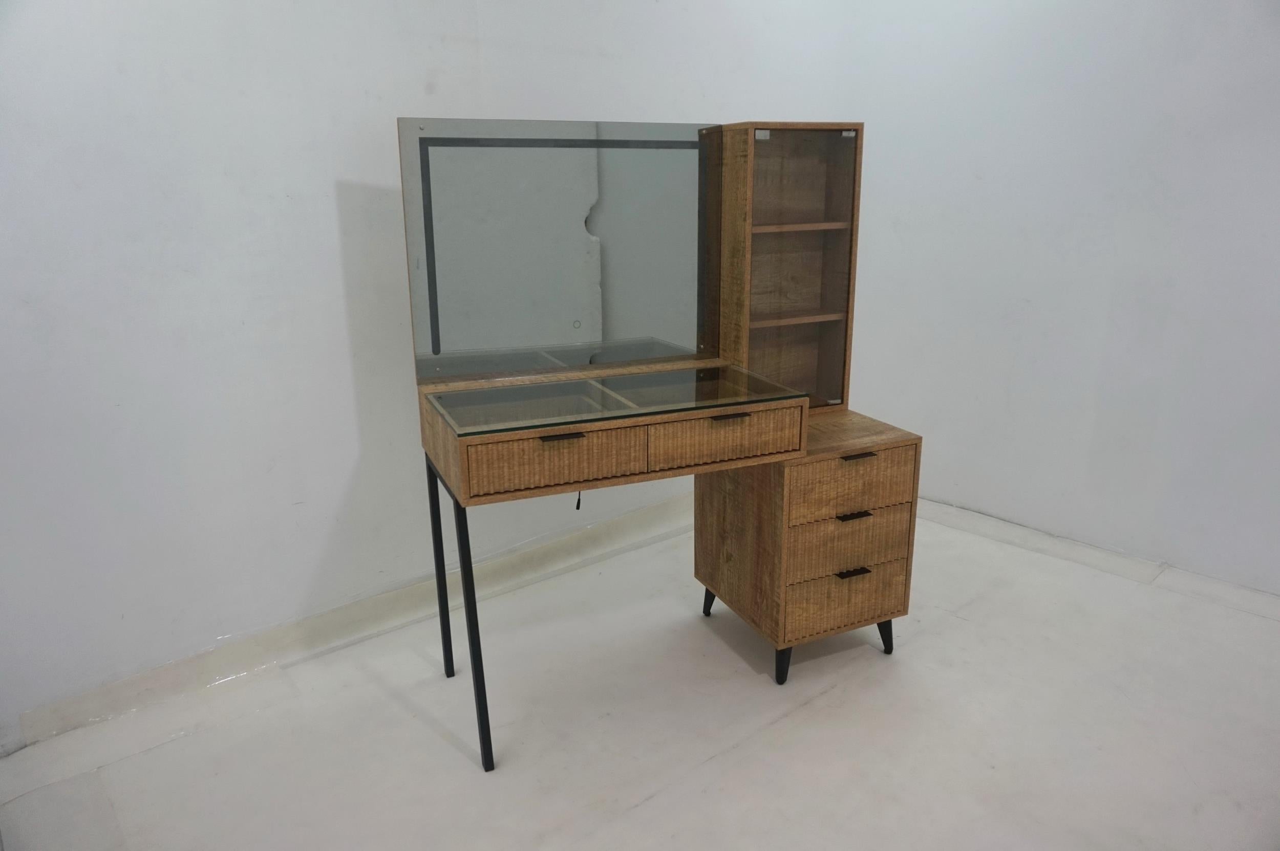 Souza 5-Drawer Makeup Vanity Table With LED Mirror Mango-