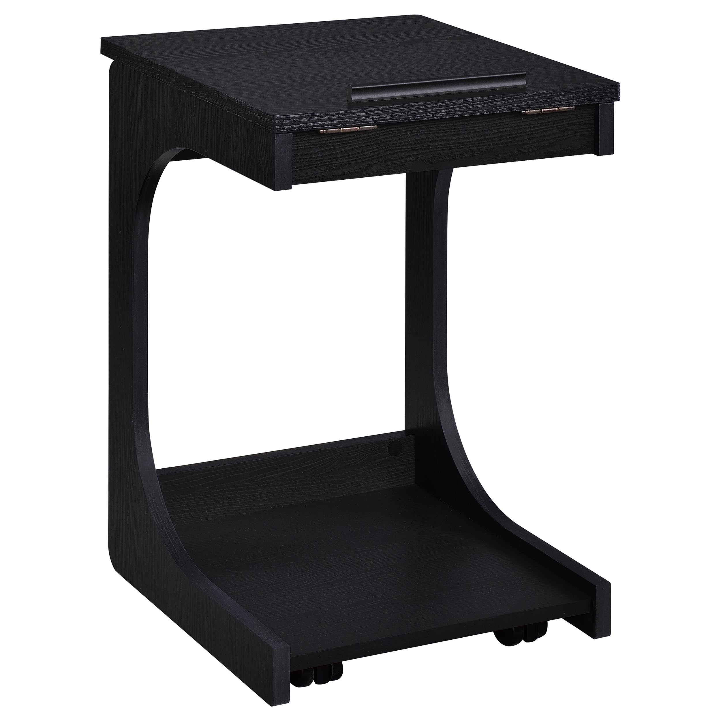 Ralston C-Shaped Lift-Top Sofa Side Table With Casters Black-