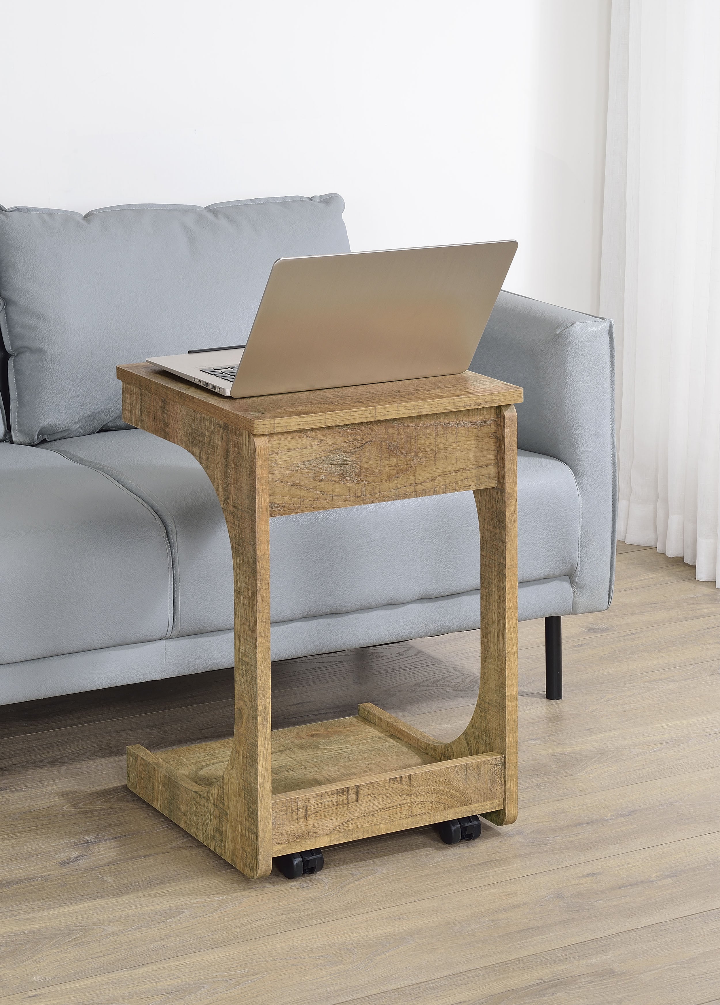 Ralston C-Shaped Lift-Top Sofa Side Table With Casters Mango-