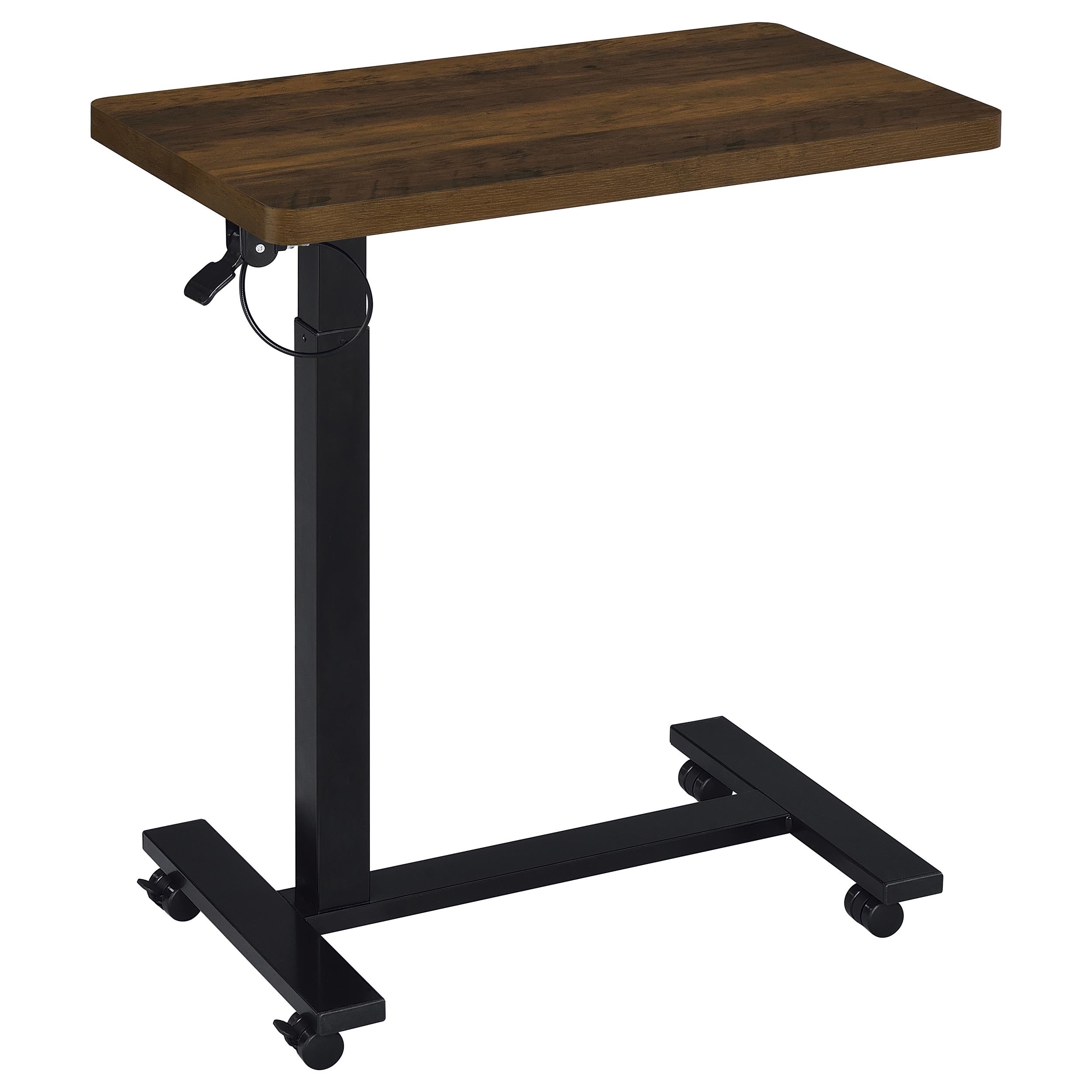 Westpark Pneumatic Adjustable C-Shape Side Table with Casters Dark Pine-