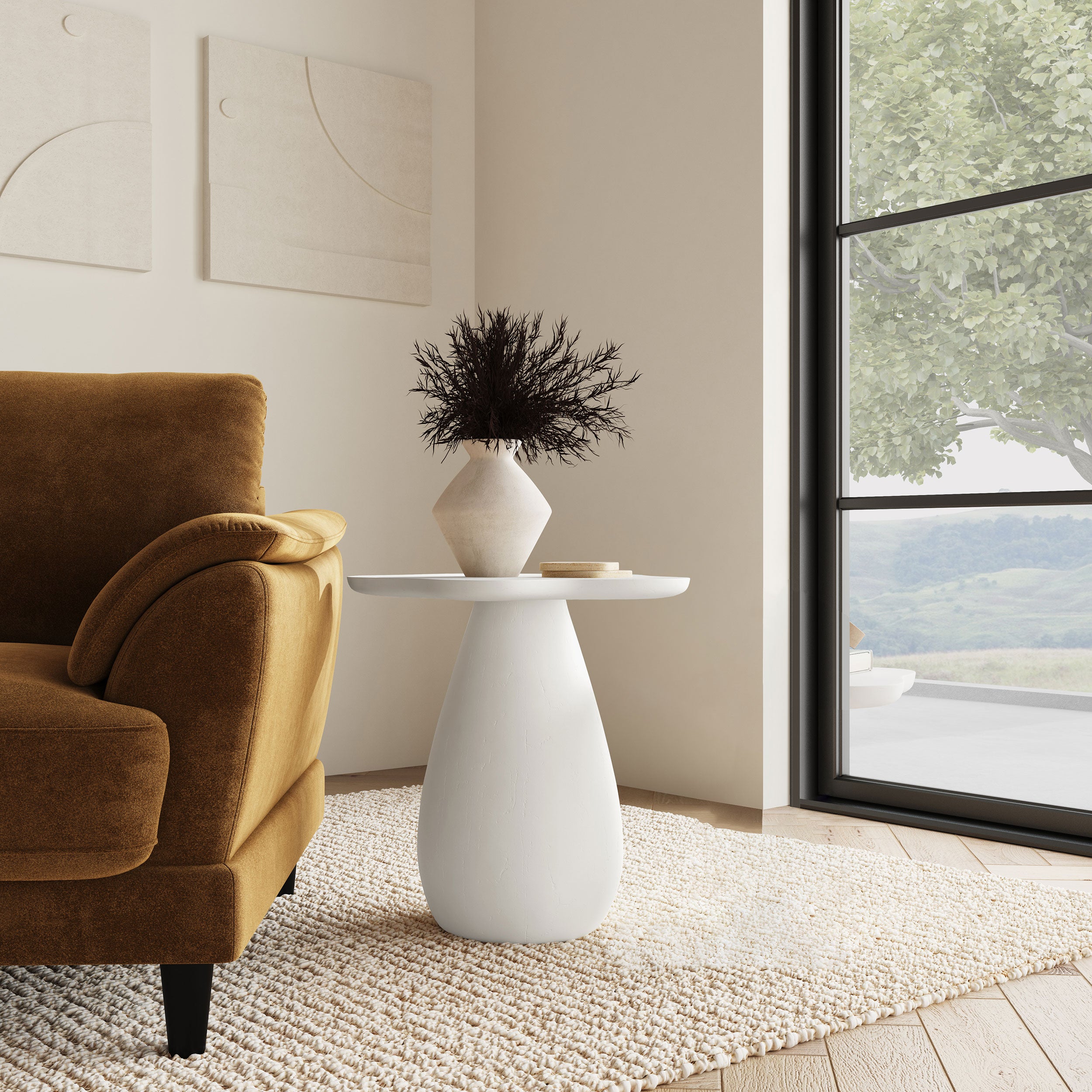 Perth 20-inch Side Table with Cloud-Shaped Top Off White-