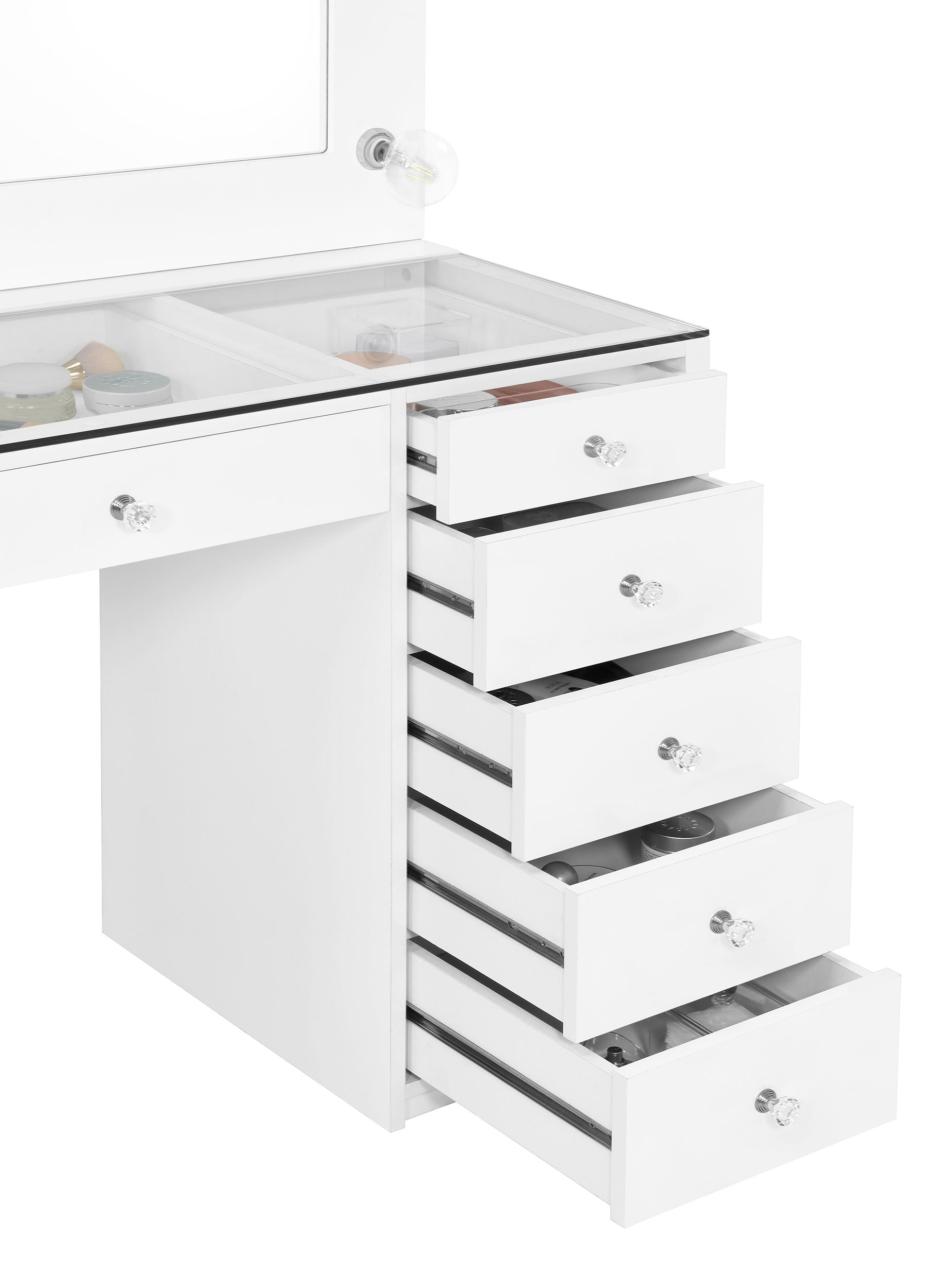 Acena 7-drawer Vanity Set with Lighting White High Gloss-CoasterEssence