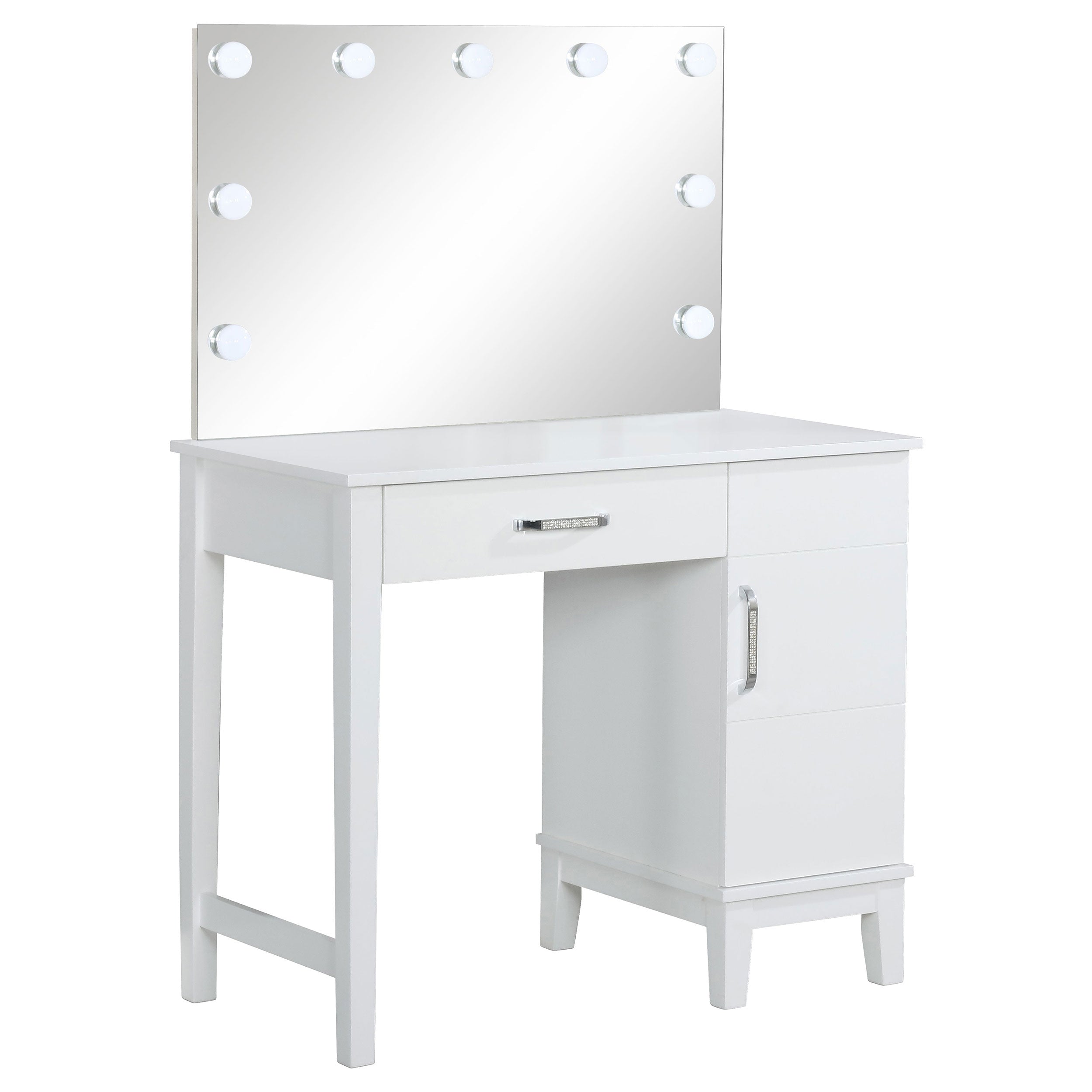 Elijah Vanity Set with Lighting & Stool White and Dark Grey-CoasterEveryday