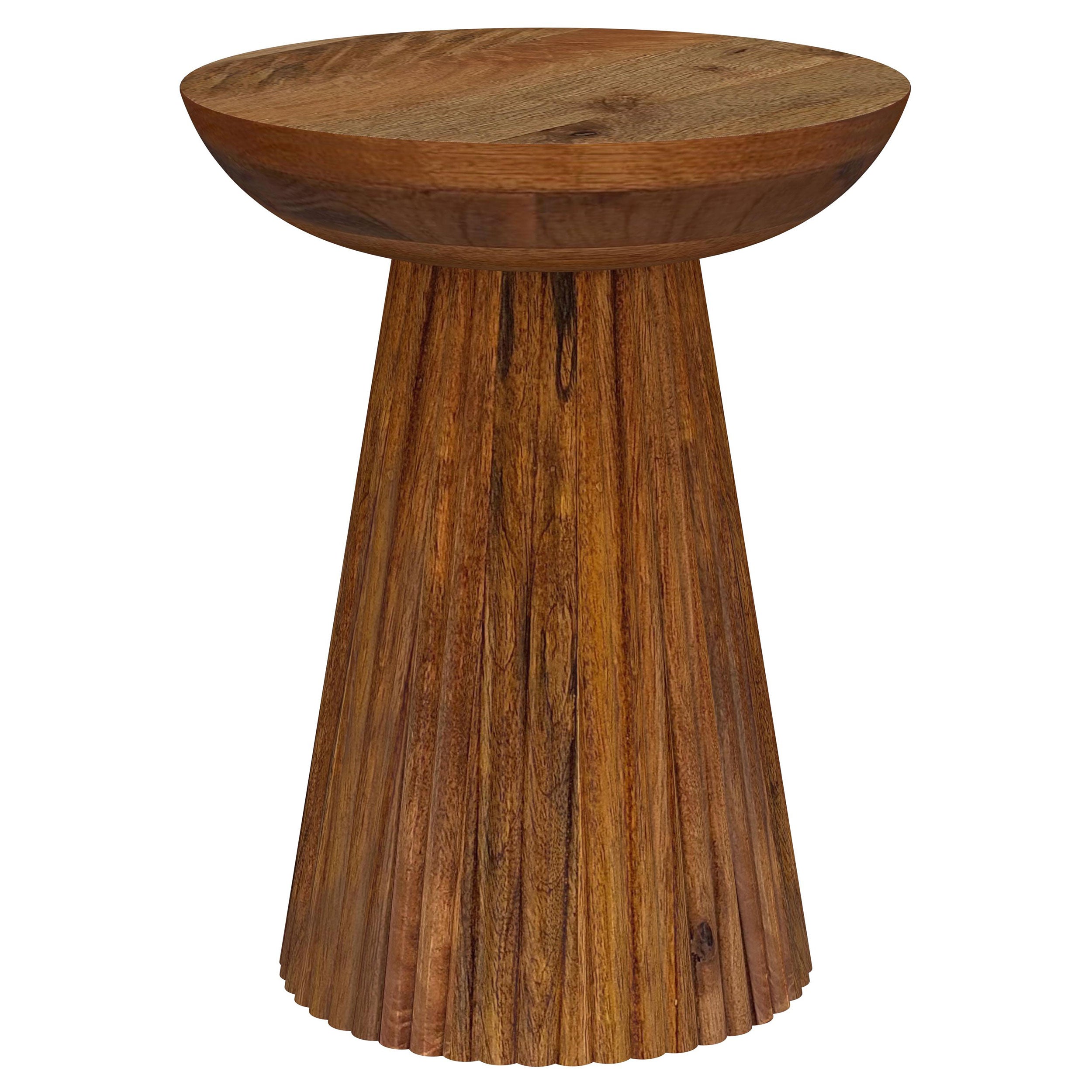 Aureo Round Solid Wood Accent Side Table Wild Honey-