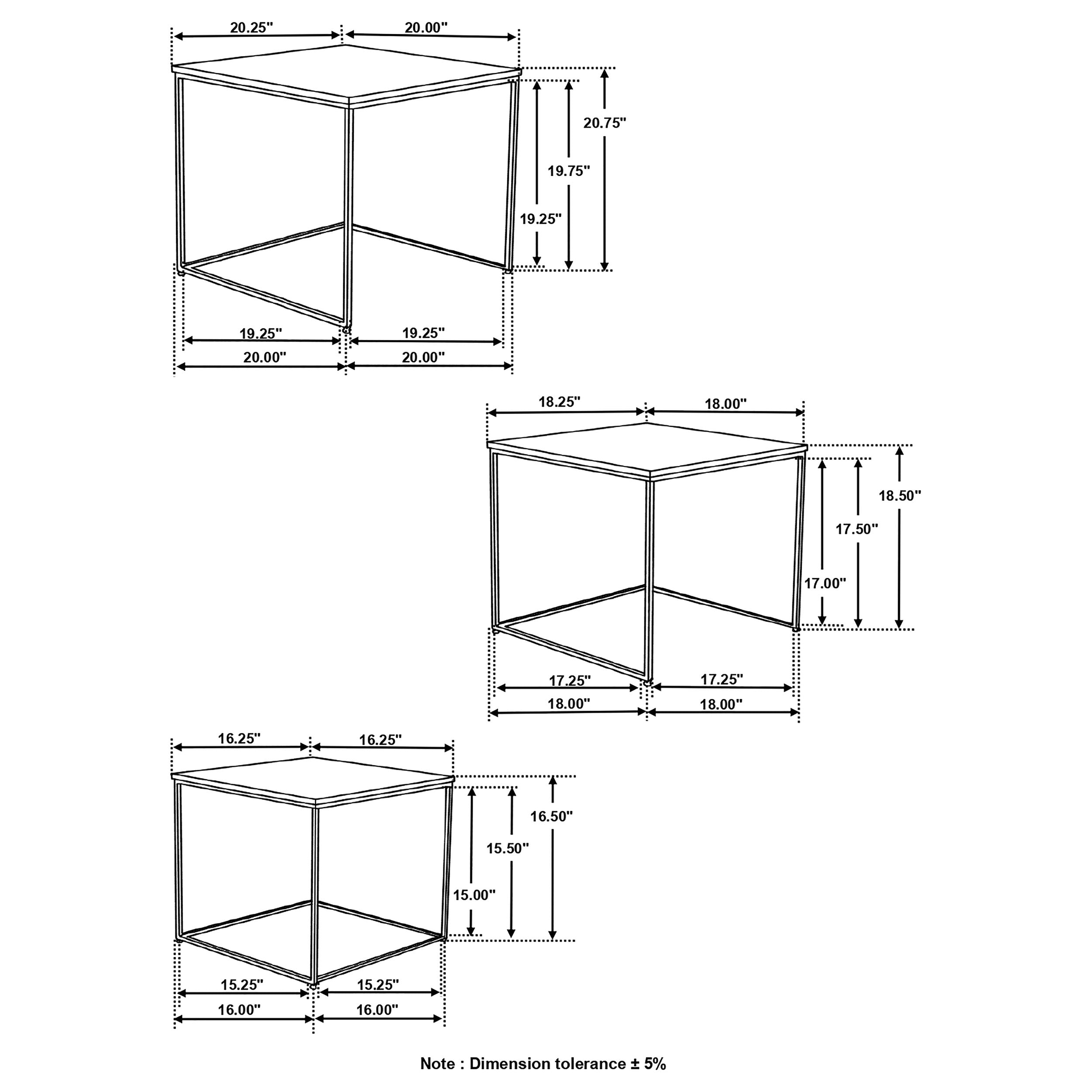 Belcourt 3-piece Square Nesting Tables Natural and Black-CoasterElevations