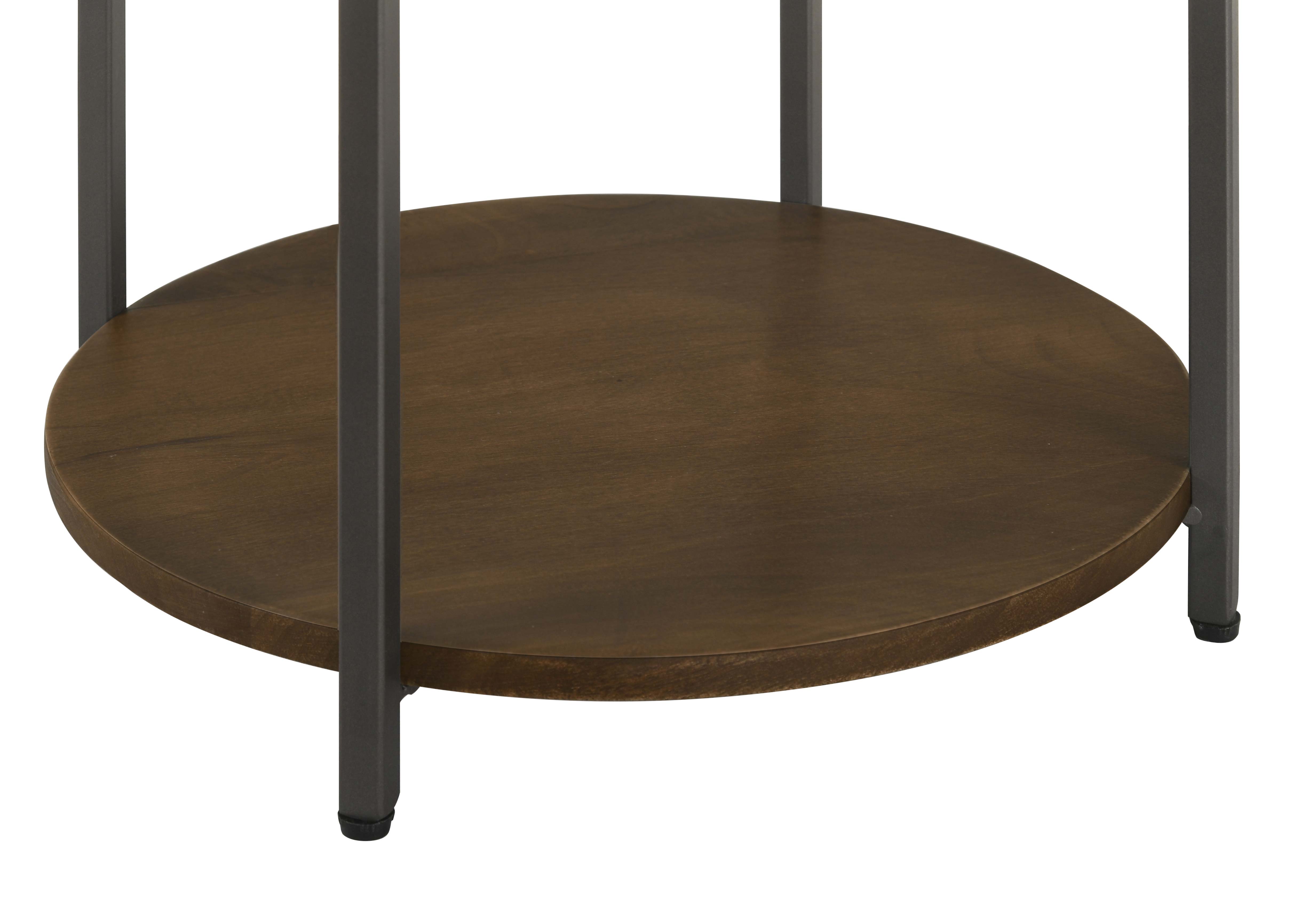 Noemie Round Marble Top Accent Side Table White and Gunmetal-CoasterEssence