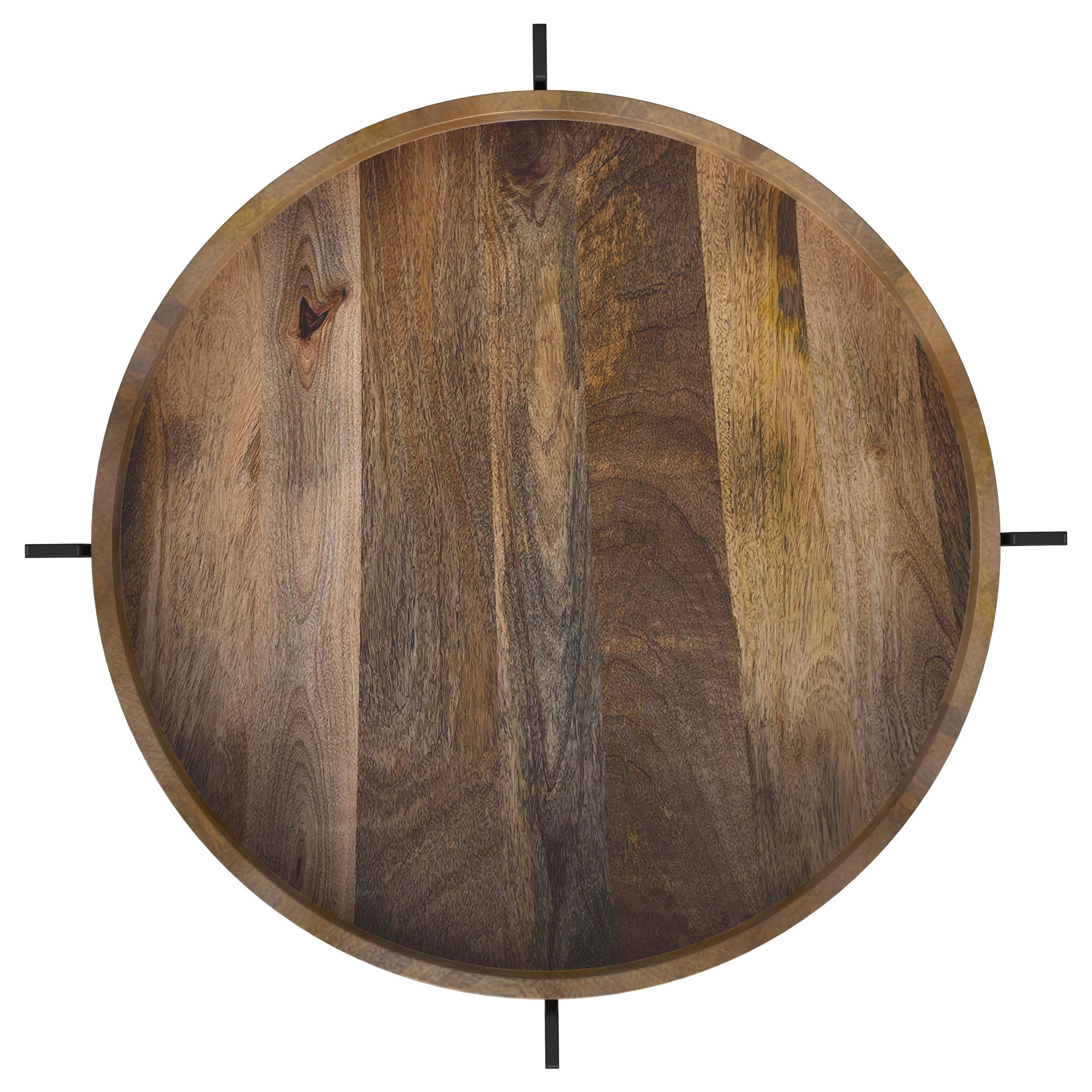 Adhvik Round End Side Table Marble Shelf Natural and Black-CoasterEssence