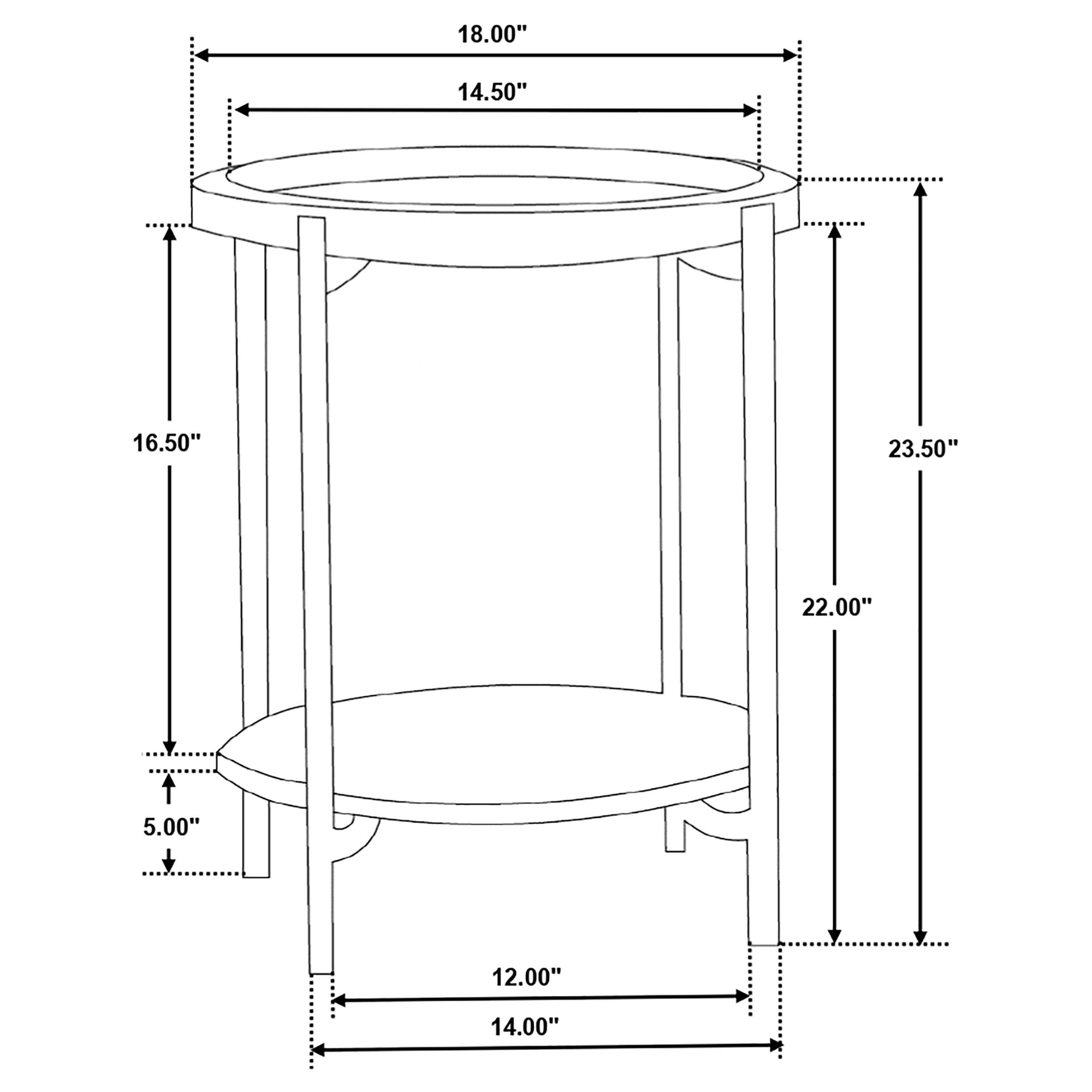 Adhvik Round End Side Table Marble Shelf Natural and Black-CoasterEssence