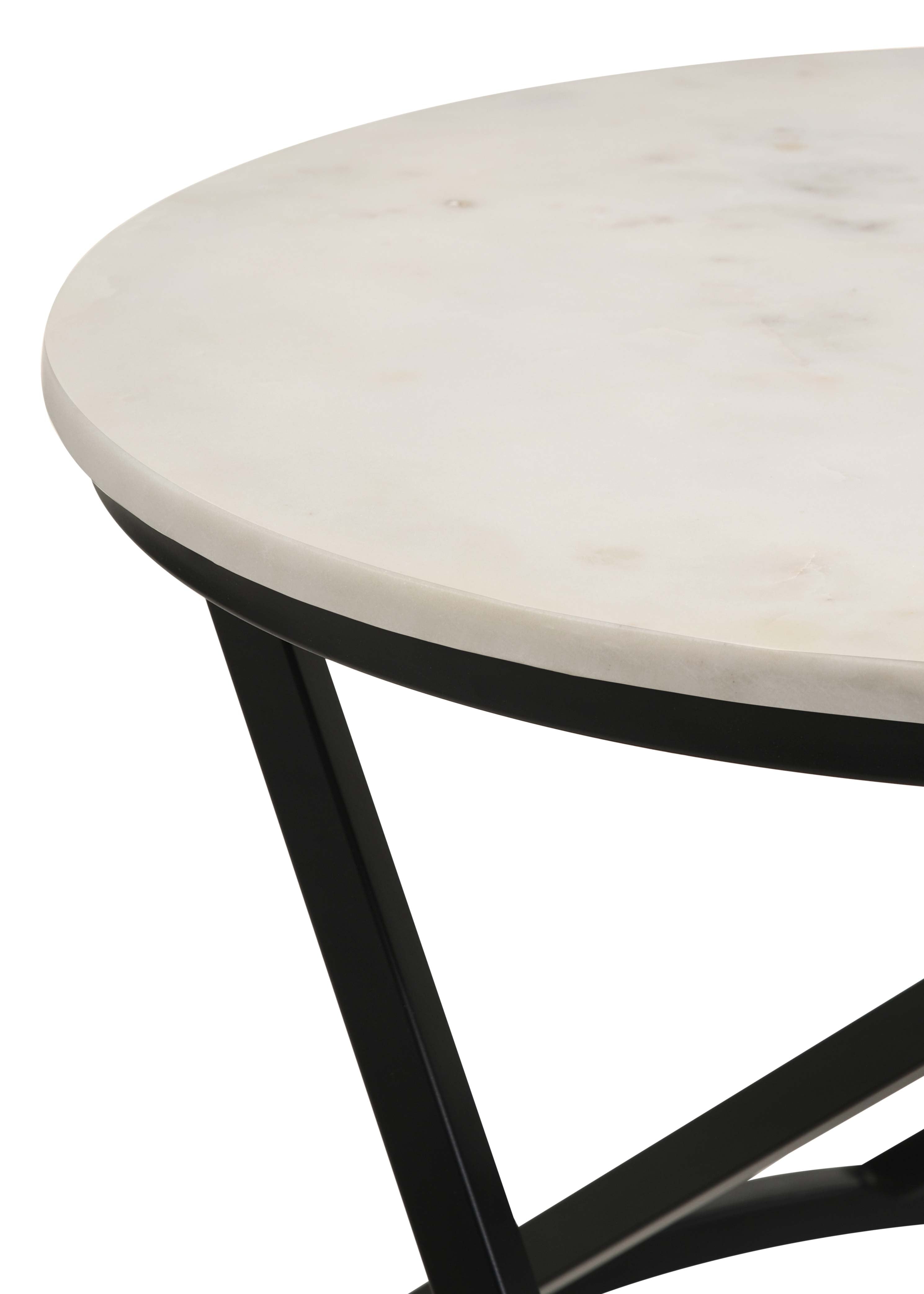 Miguel Round Marble Top Coffee Table White and Black-CoasterEssence