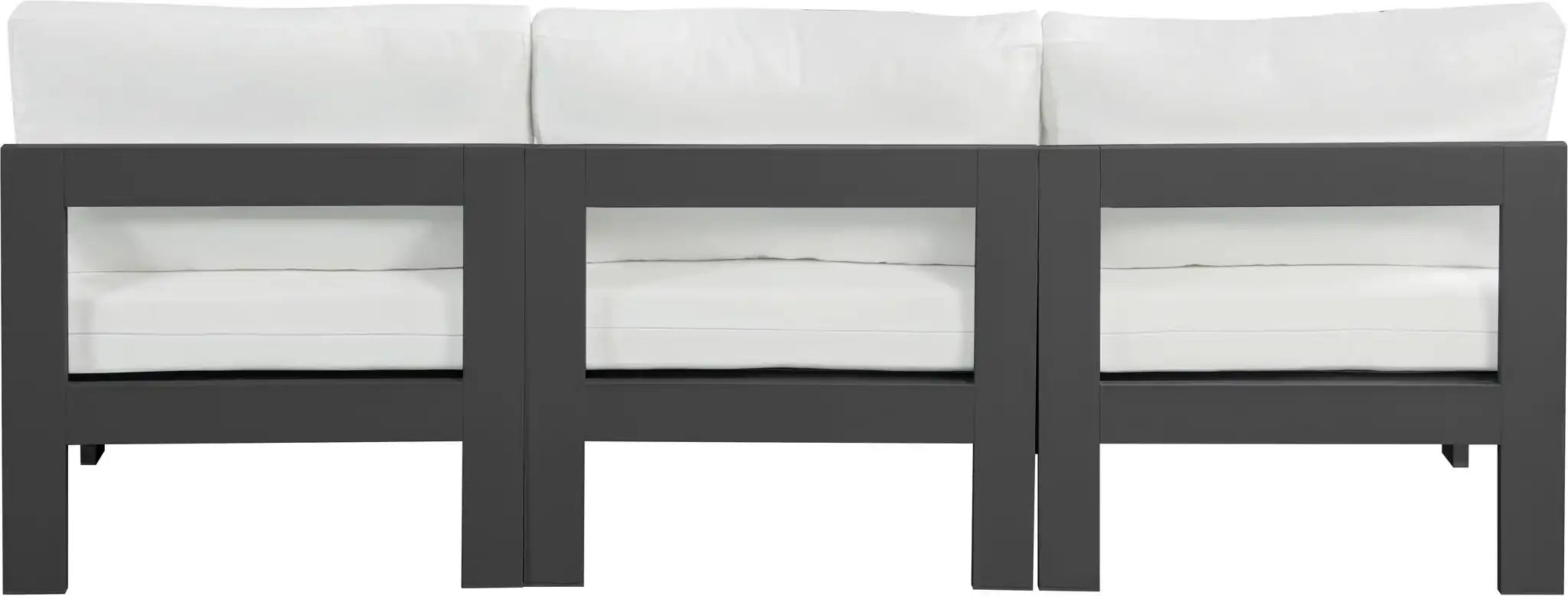 Nizuc - Outdoor Patio 3 Seat Armless Modular Sofa With Gray Frame