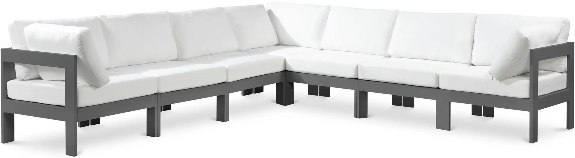 Nizuc - Outdoor Patio 7 Piece Modular Sectional With Gray Frame - Best Buy Furniture