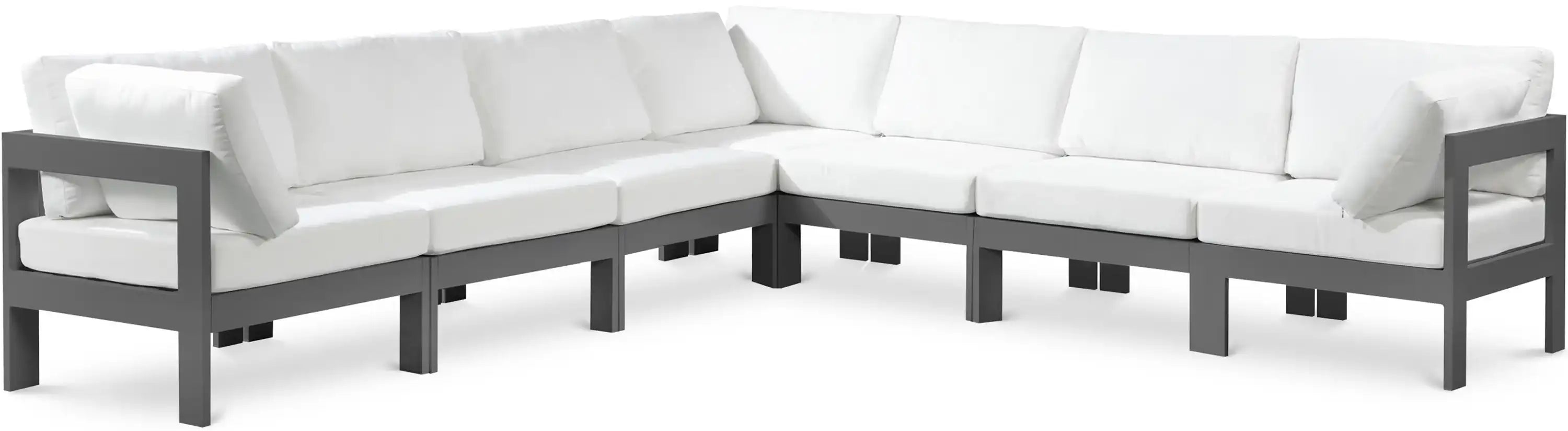 Nizuc - Outdoor Patio 7 Piece Modular Sectional With Gray Frame - Best Buy Furniture