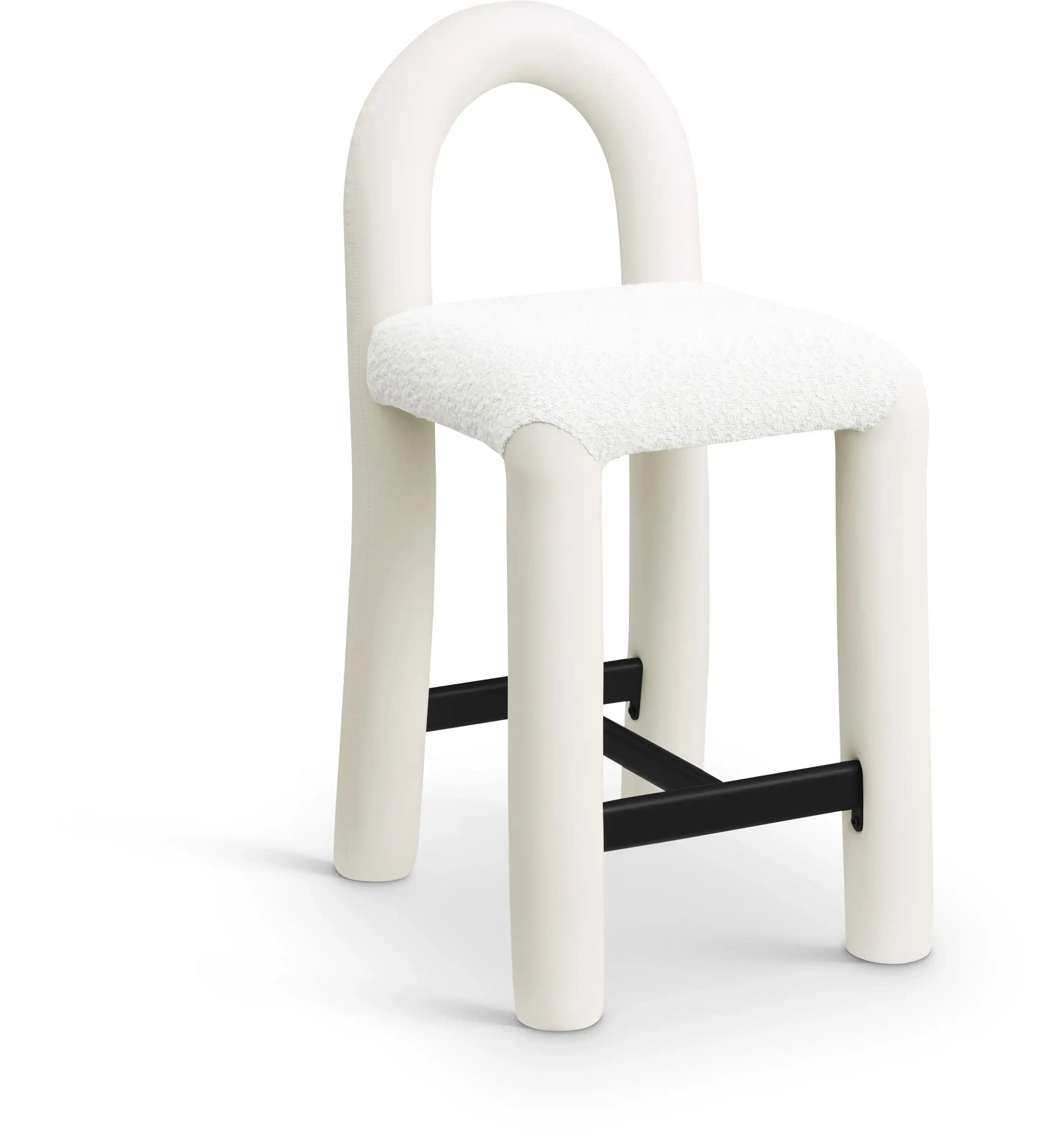 Amari - Vegan Leather and Boucle Fabric Stool - Best Buy Furniture