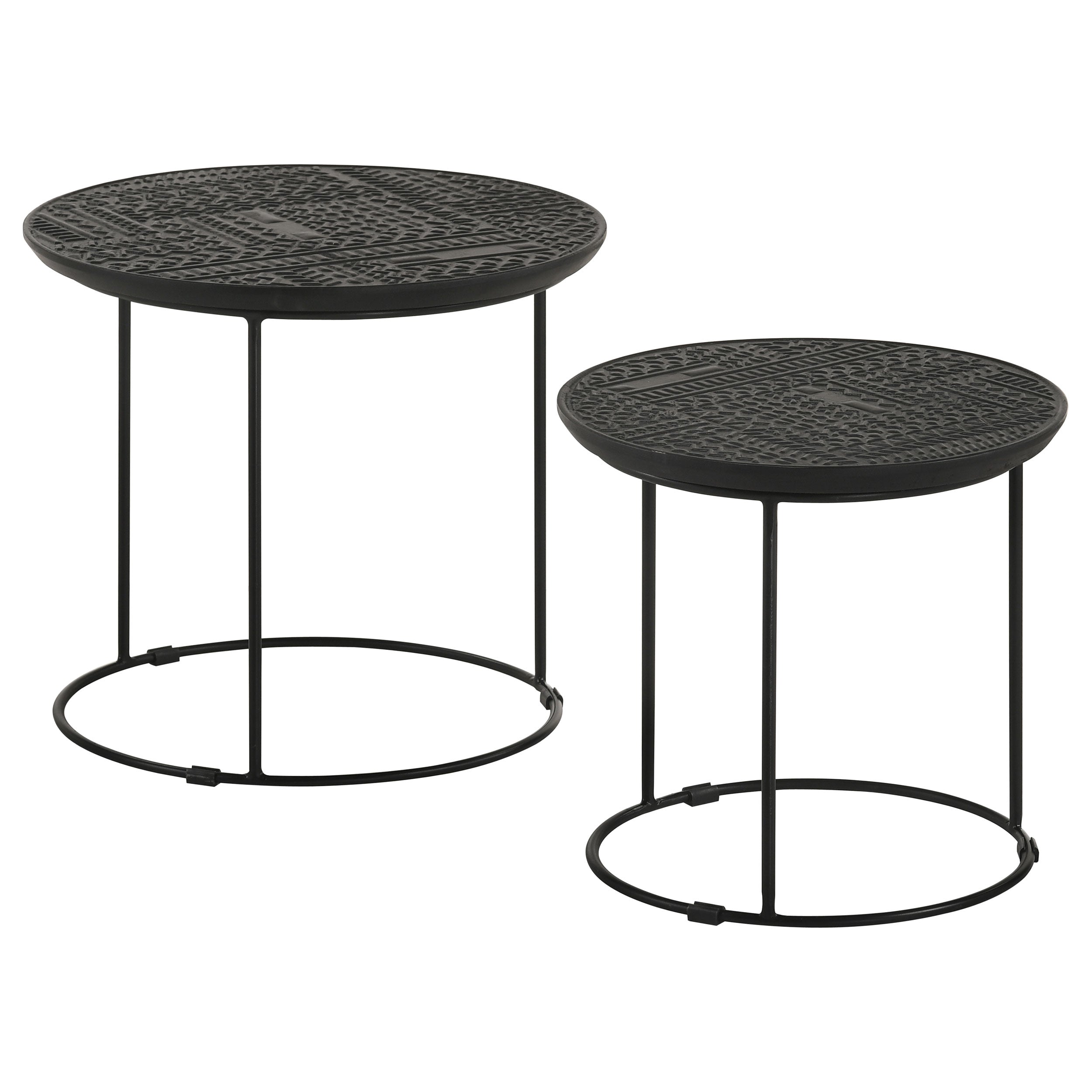 Loannis 2-piece Round Mango Wood Nesting Table Matte Black-CoasterEssence