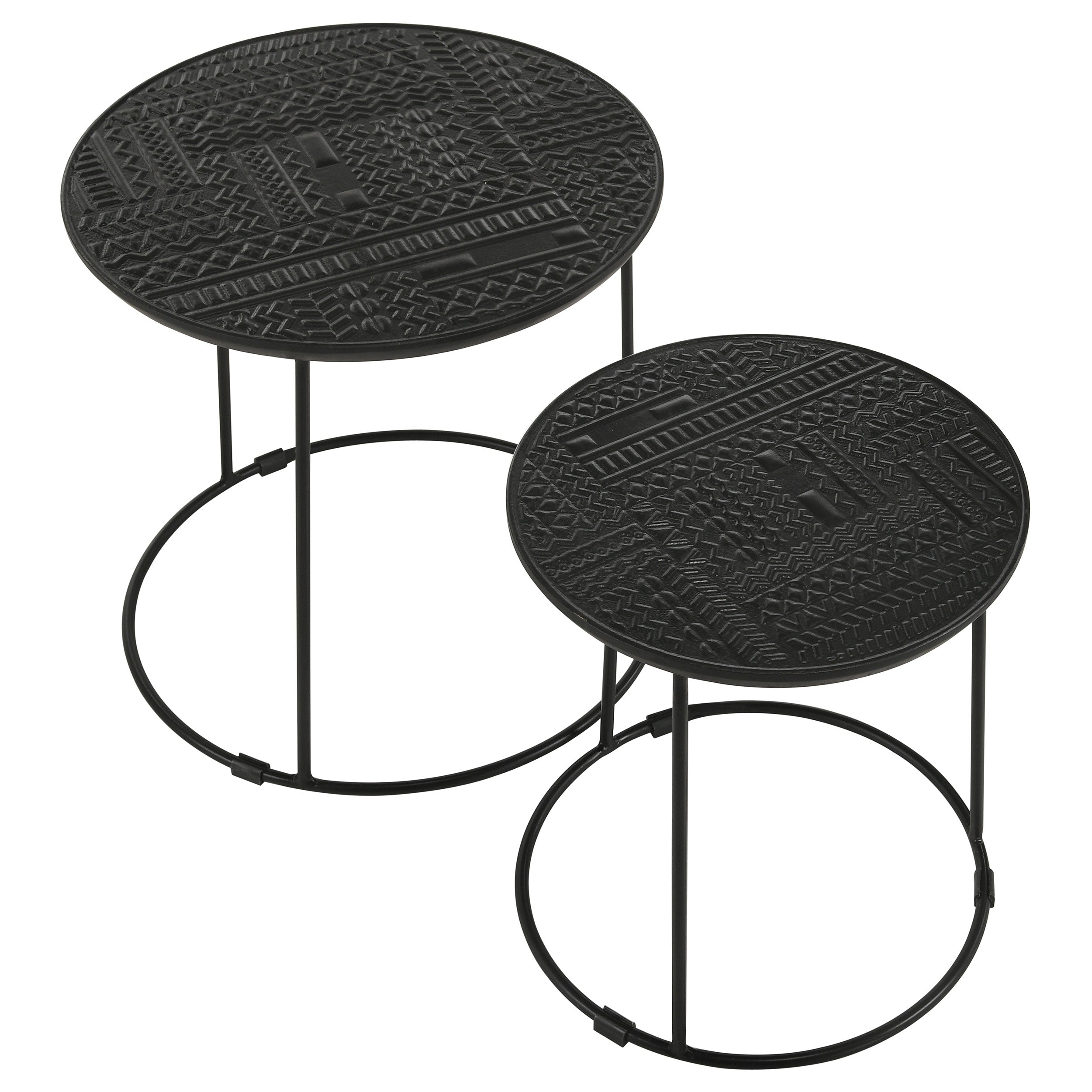 Loannis 2-piece Round Mango Wood Nesting Table Matte Black-CoasterEssence