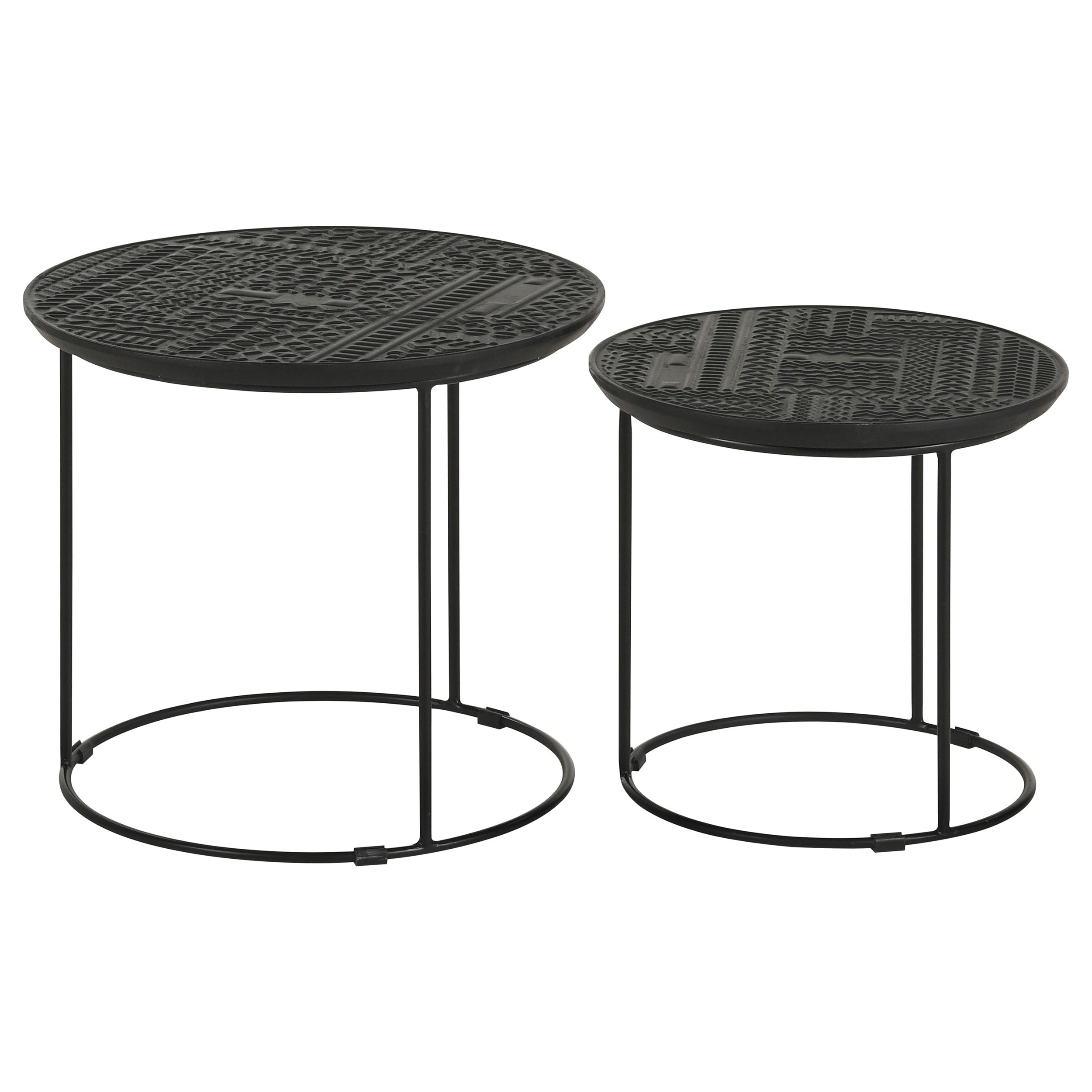 Loannis 2-piece Round Mango Wood Nesting Table Matte Black-CoasterEssence