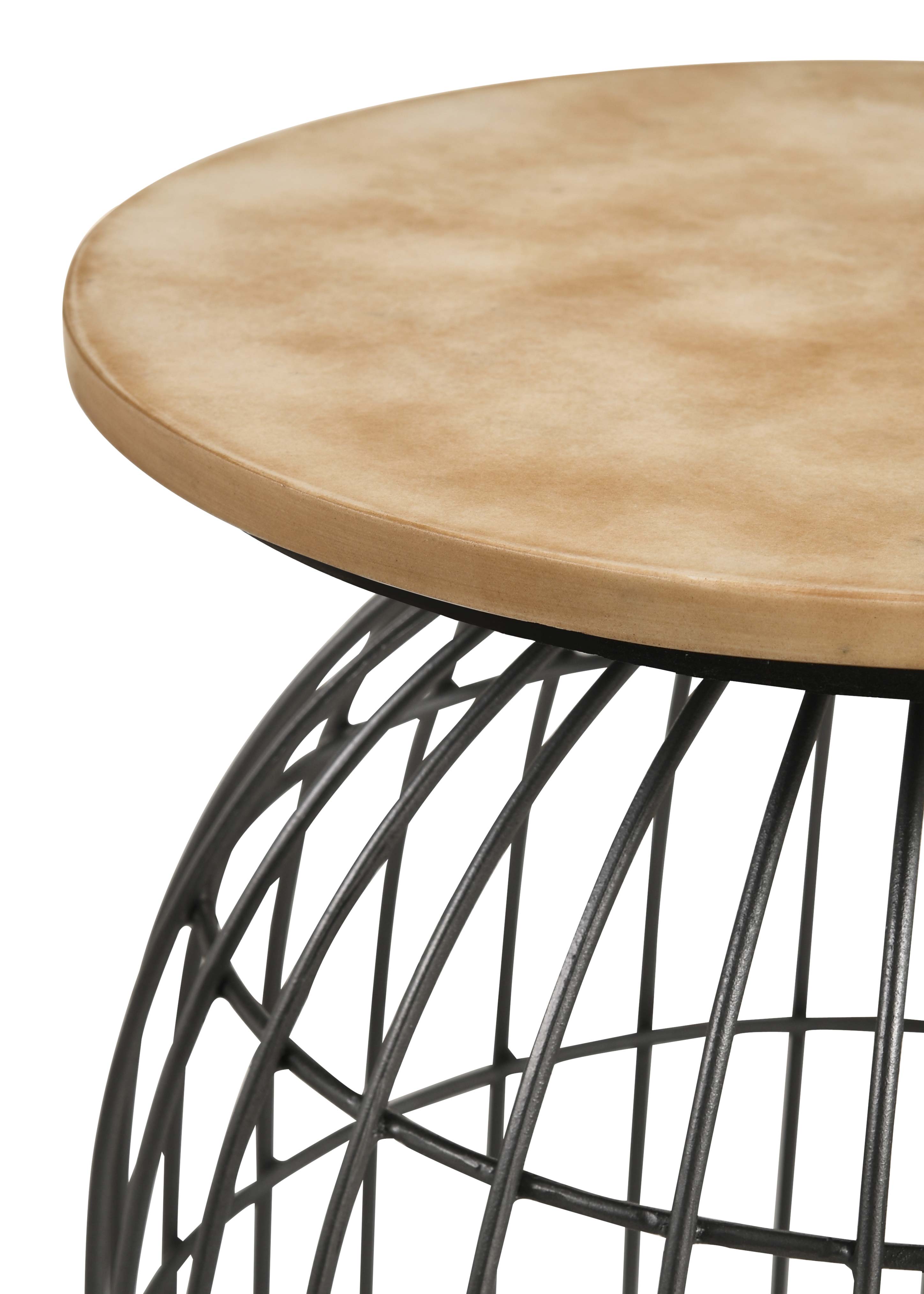 Bernardo Round Wire Frame Side Table Natural and Gunmetal-CoasterEssence