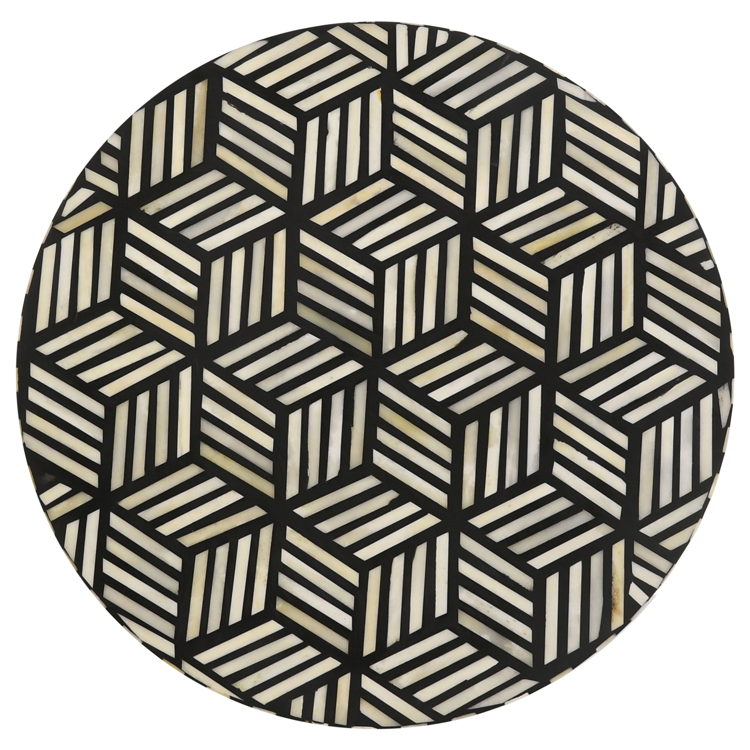 Xenia Round Bone Inlay Accent Side Table White and Gold-CoasterEssence