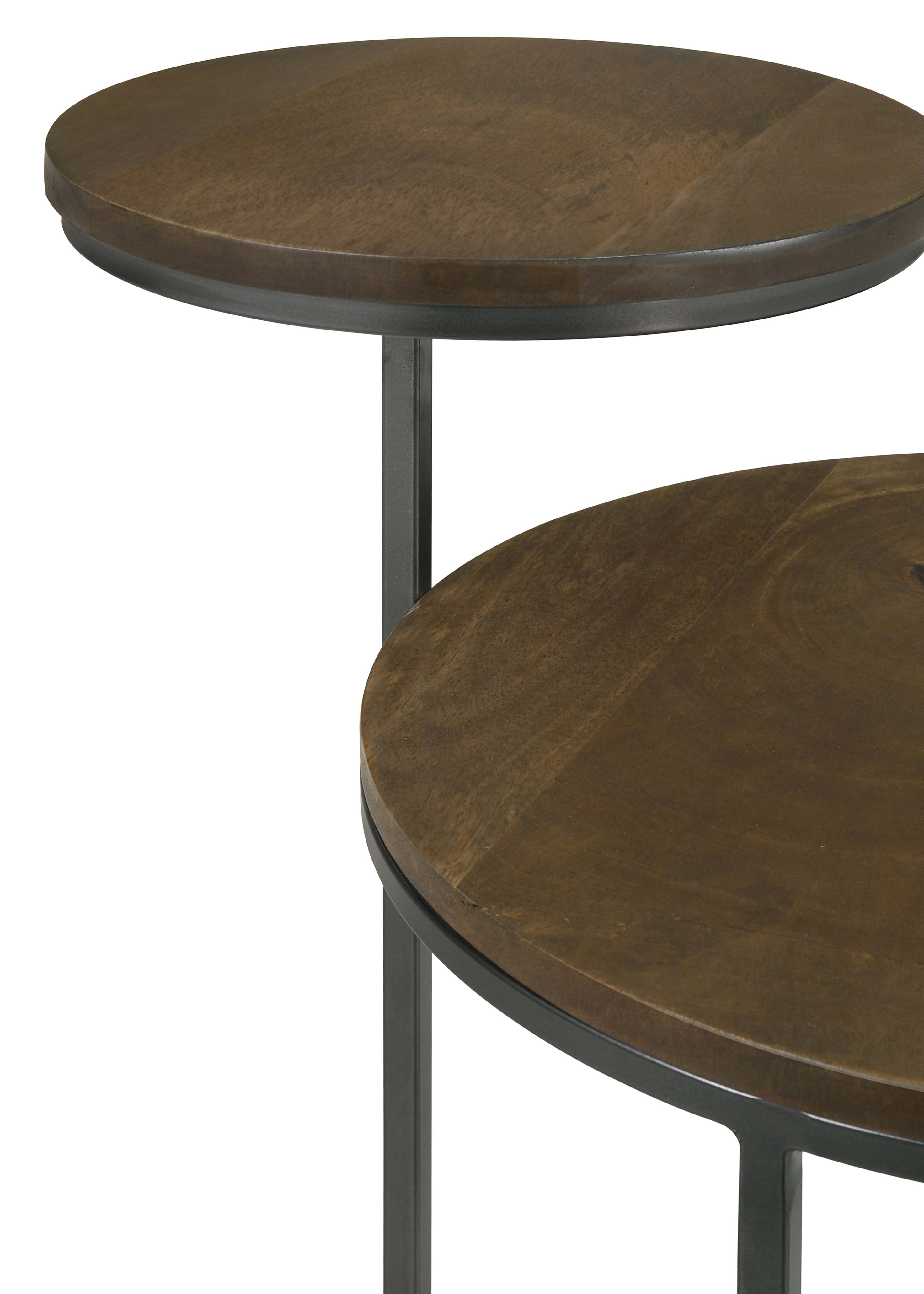 Yael Round Mango Wood Accent Side Table Natural and Gunmetal-CoasterEssence