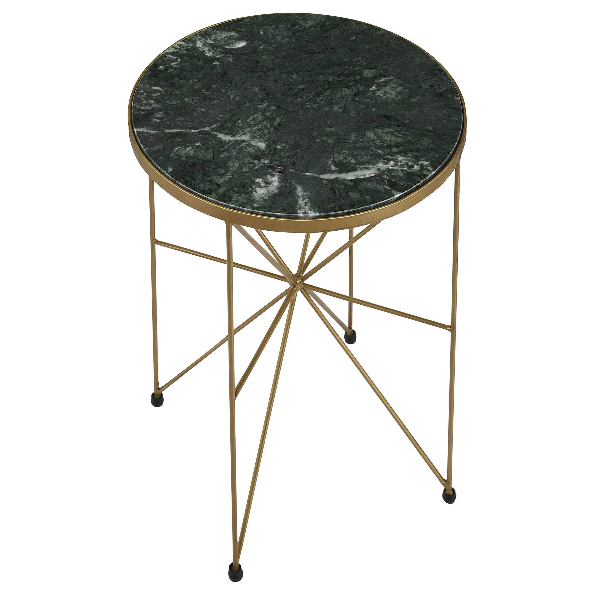 Eliska Round Green Marble Top Accent Side Table Antique Gold-CoasterEssence